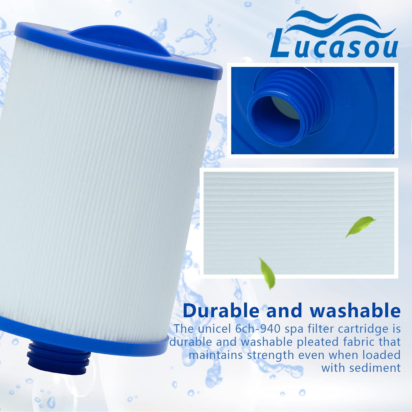 Replacement Spa Filter with Unicel 6CH-940, PWW50P3 with Filbur FC-0359, 817-0050, 1 1/2" Coarse Thread Screw-in Hot Tub Filter, L x OD: 7 5/8"x 6", 2 Pack