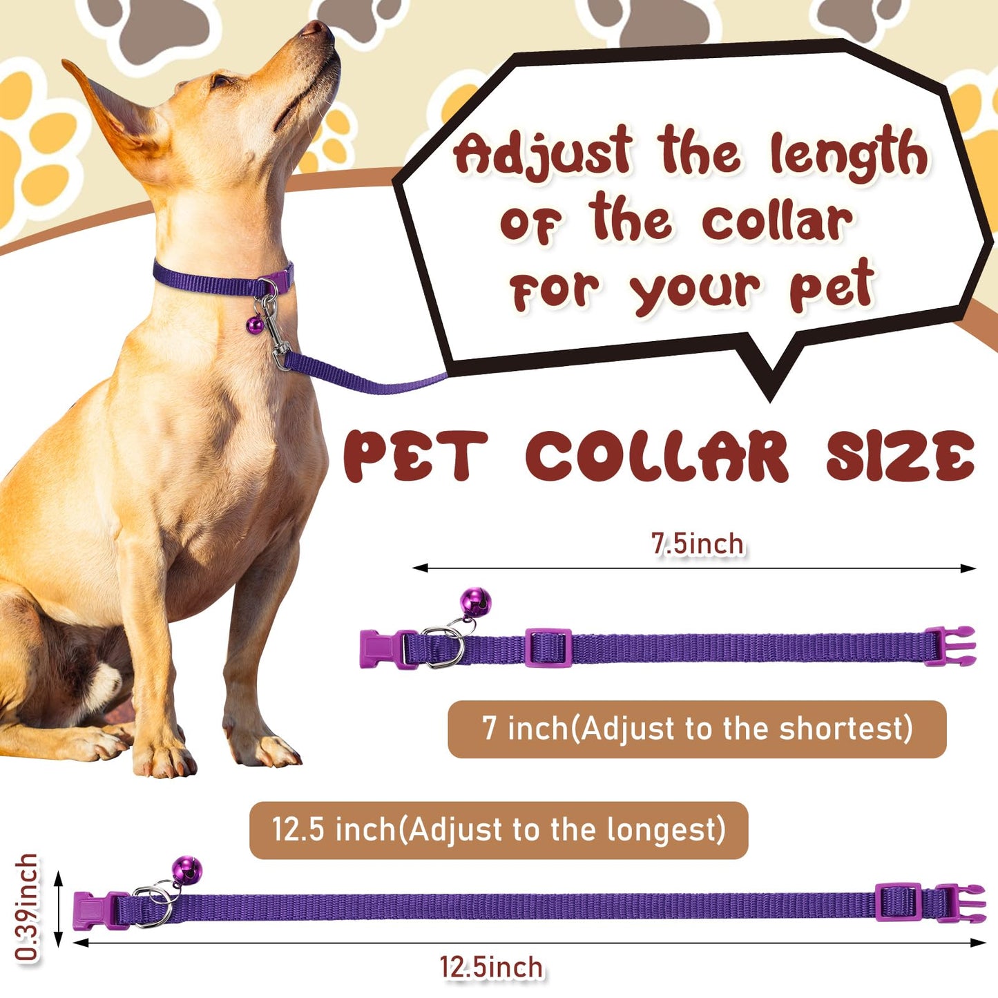 Amylove 48 Pcs Dog Collar and Leash Set, Polypropylene Adjustable Puppy Collars for Medium Dogs Small Pet Puppy Walking Training with Hook and Buckle(Multicolor,Solid Pattern)