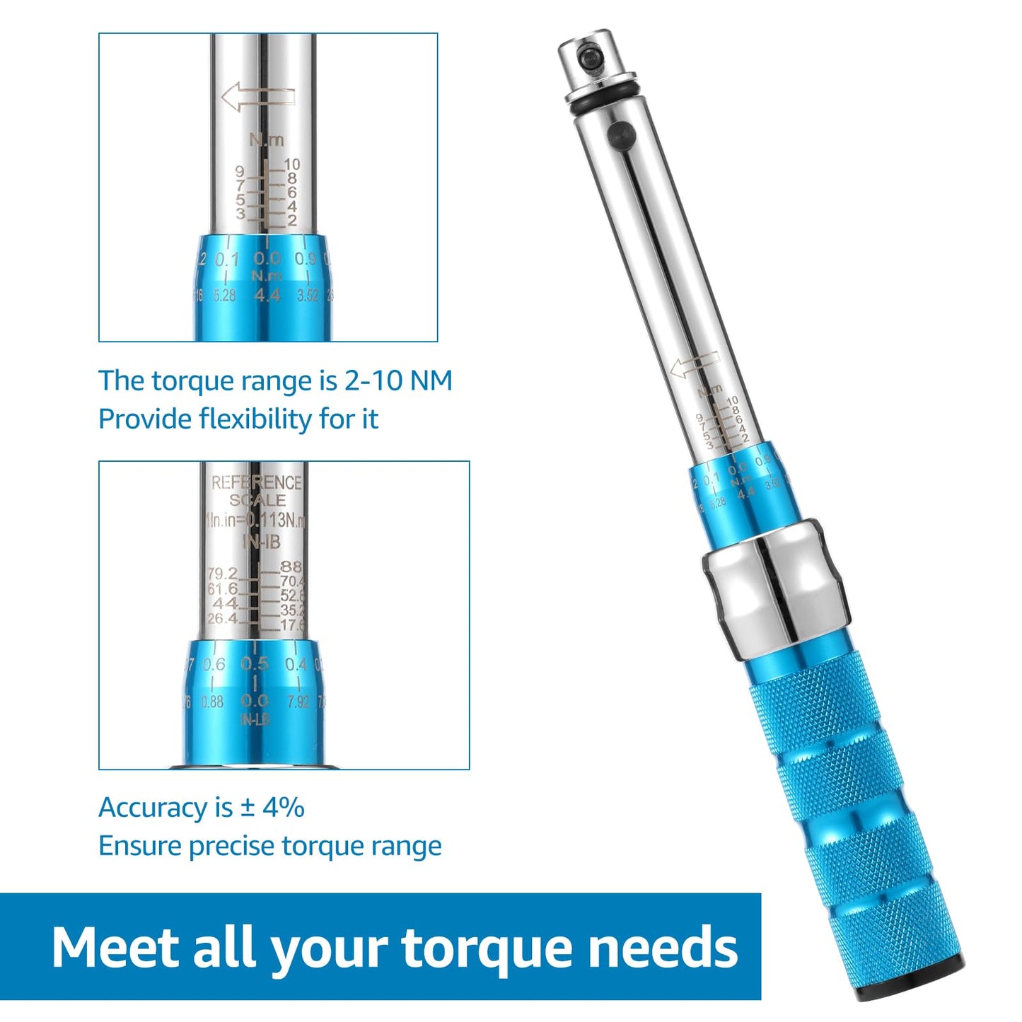 CQDAXUMY Motorcycle Spoke Torque Wrench, 2-10NM Spoke Torque Wrench with 5 Interchangeable Heads,Ideal for Bike and Motorcycle Wheel Maintenance and Adjustments