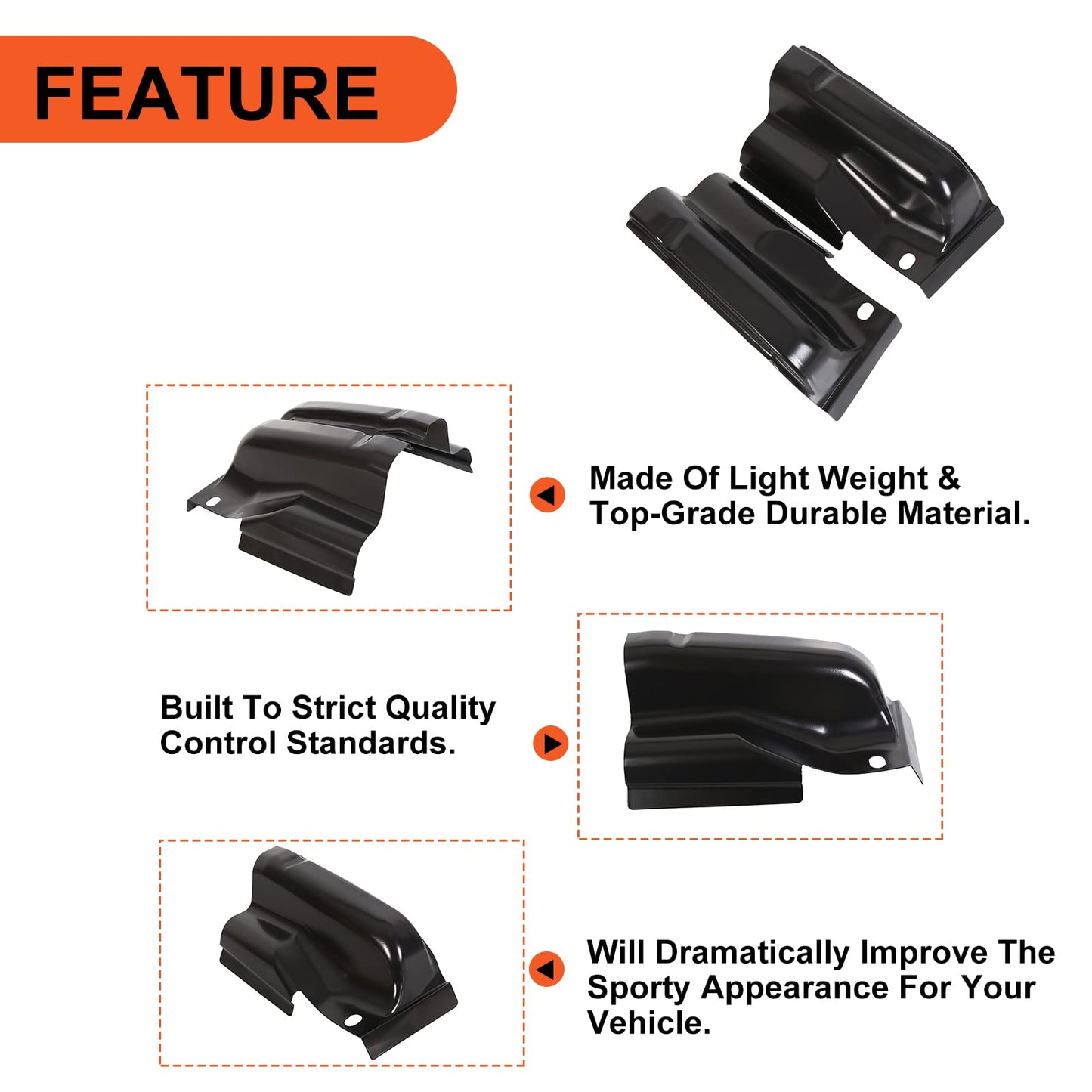 ECOTRIC Steel Cab Corners Compatible with 2009-2014 Ford F150 Crew Cab 4 Door Pickup Truck, Rust Repair Cab Corner Covers Left & Right