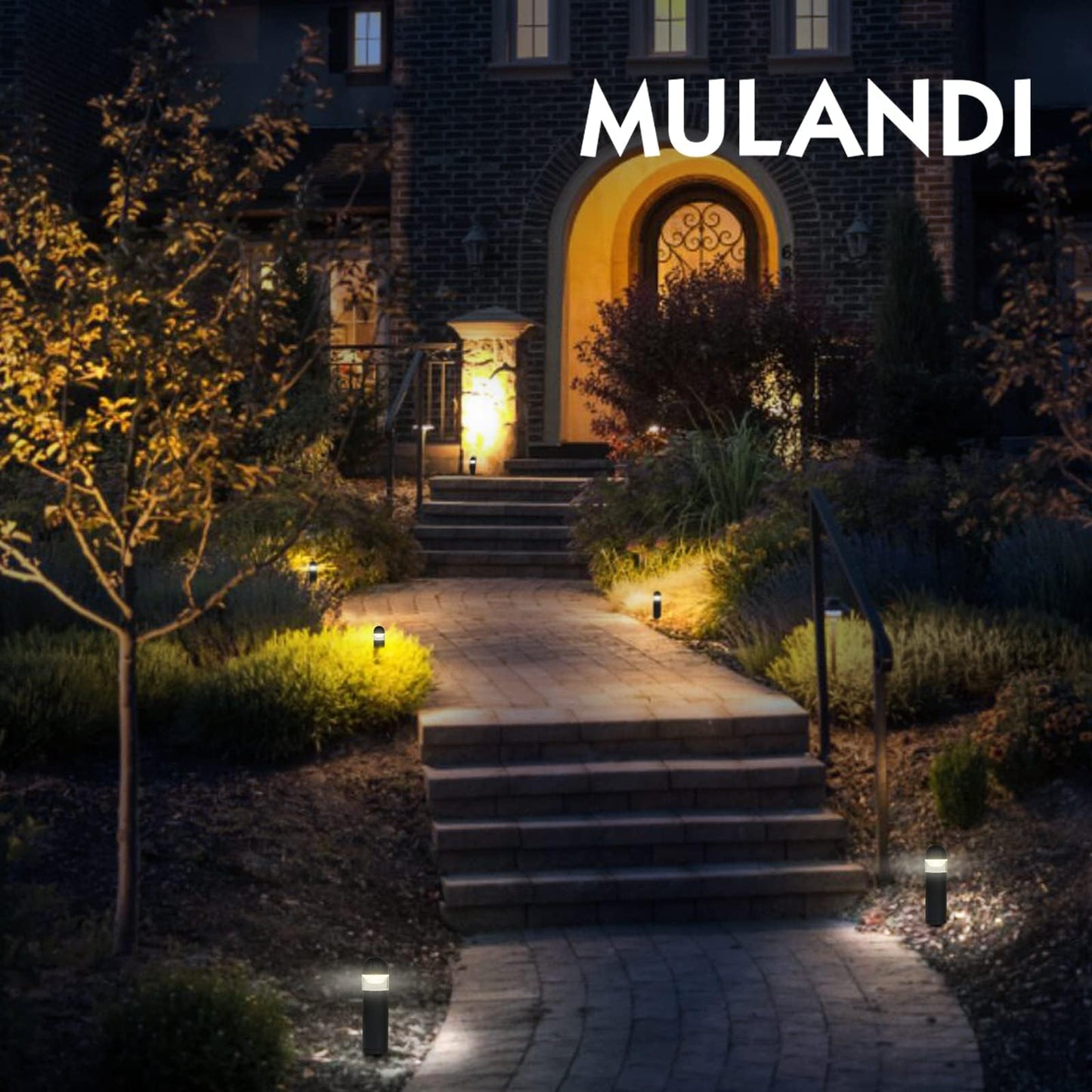 MULANDI LED Landscape Bollard Pathway Light, 2W, DC 12V Low Voltage Path Lighting Outdoor Waterproof, Die-Casted Aluminum Housing for Garden Light, 3000K Warm White Pack of 2