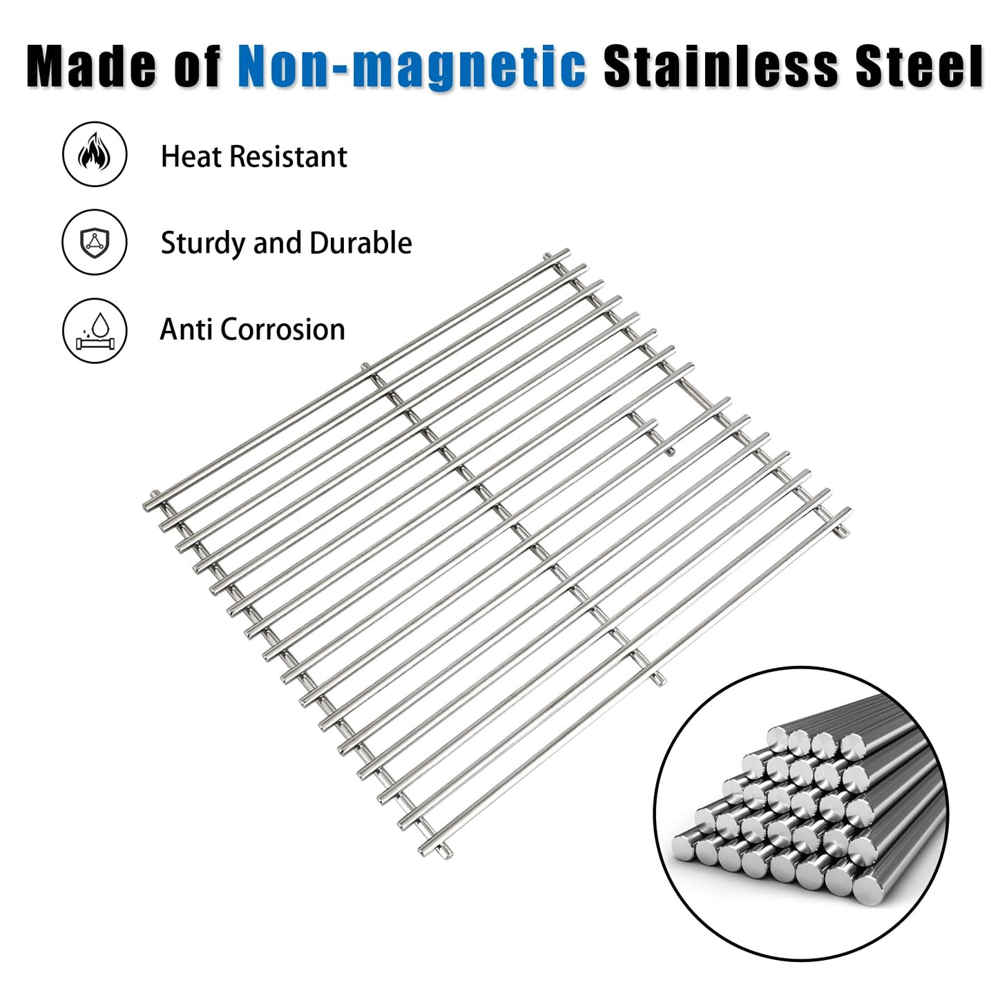 BBQSAVIOR SG57 BBQ Grates for Broil King Signet 20, 70, 90, 320 (2007 and Newer), Broil Mate, Huntington Replacement Parts 18652 Stainless Steel Cooking Grates Grids 15 inch x 12 3/4 inch, 2-Pack