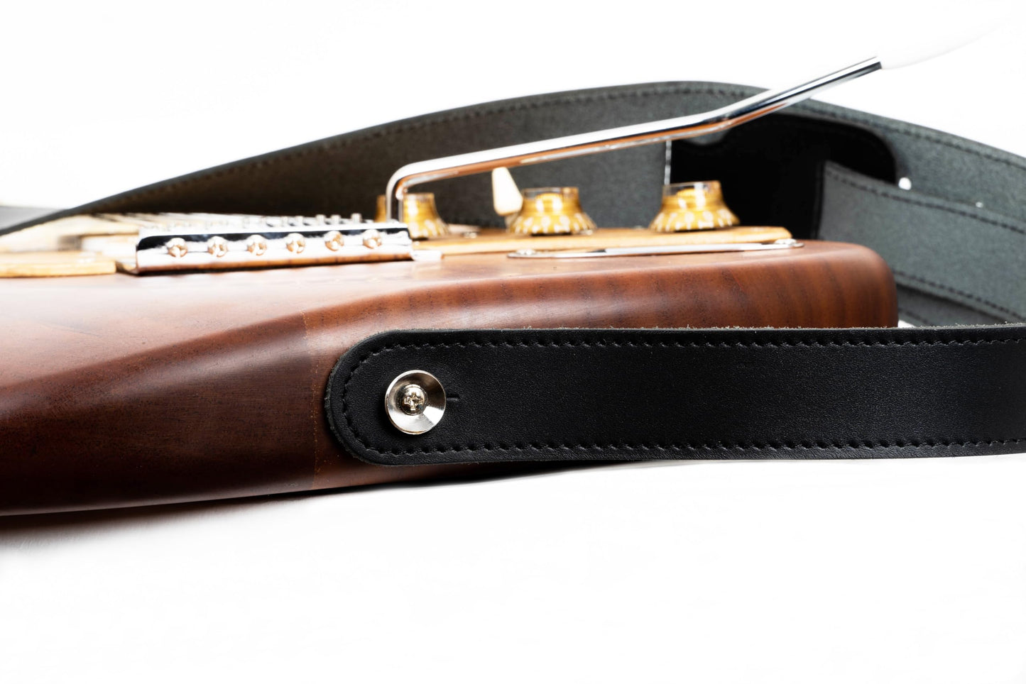 GUITAR STRAP Classsic Natural leather Adjustable length for Acoustic, Electric, Bass Guitars. Gift for Guitar Player. Release shoulder and neck tension (Black)
