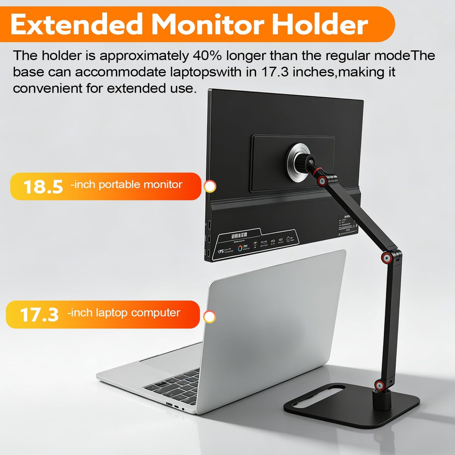 Portable Travel Monitor Stand, Strong Magnetic Portable Monitor Holder, iPhone/iPad Stand for 4.7" 12.9" 15.6" 16" 17.3" 18.5'' Screens, Universal Screen Extender Base Adjustable Tablet Holder