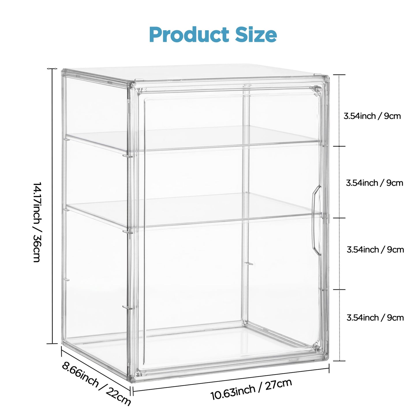 HBlife Baby Bottle Storage Organizer for Countertop Cabinet, 3 Tiers Adjustable Clear Acrylic Bottles Storage Station Case Box Container with 2 Removable Dividers and Magnetic Door, Large