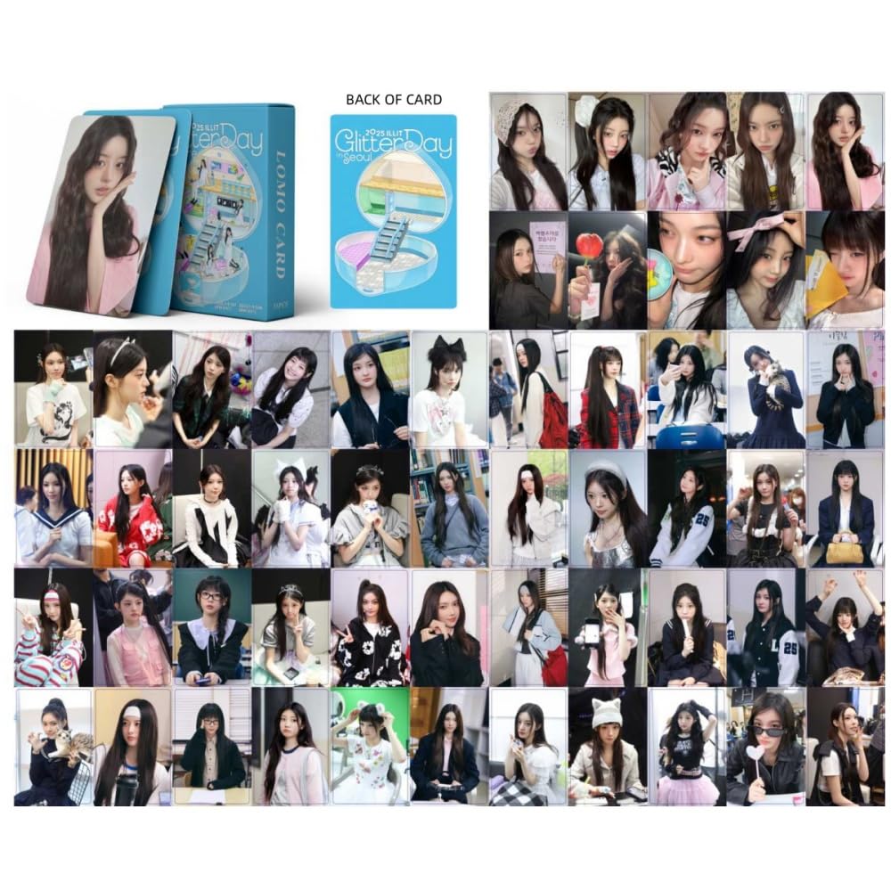 sunlelekz ILLIT 2025 Glitter Day in Seoul Laser Lomo Cards - 55PCS Photocards Set for ILLIT Fandom