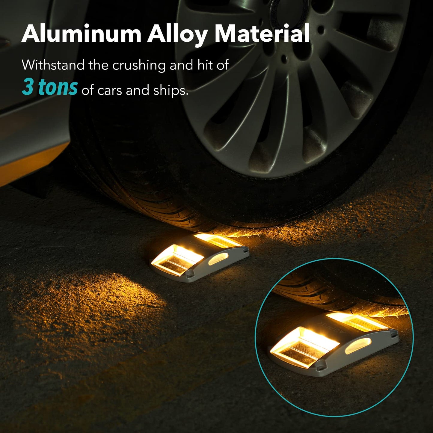 Solar Deck Lights Outdoor, AGPTEK Solar Driveway Dock Lights Marker Lights Waterproof Warning Step Lights for Sidewalk Stair Driveway Garden Pathway Walkway Yard