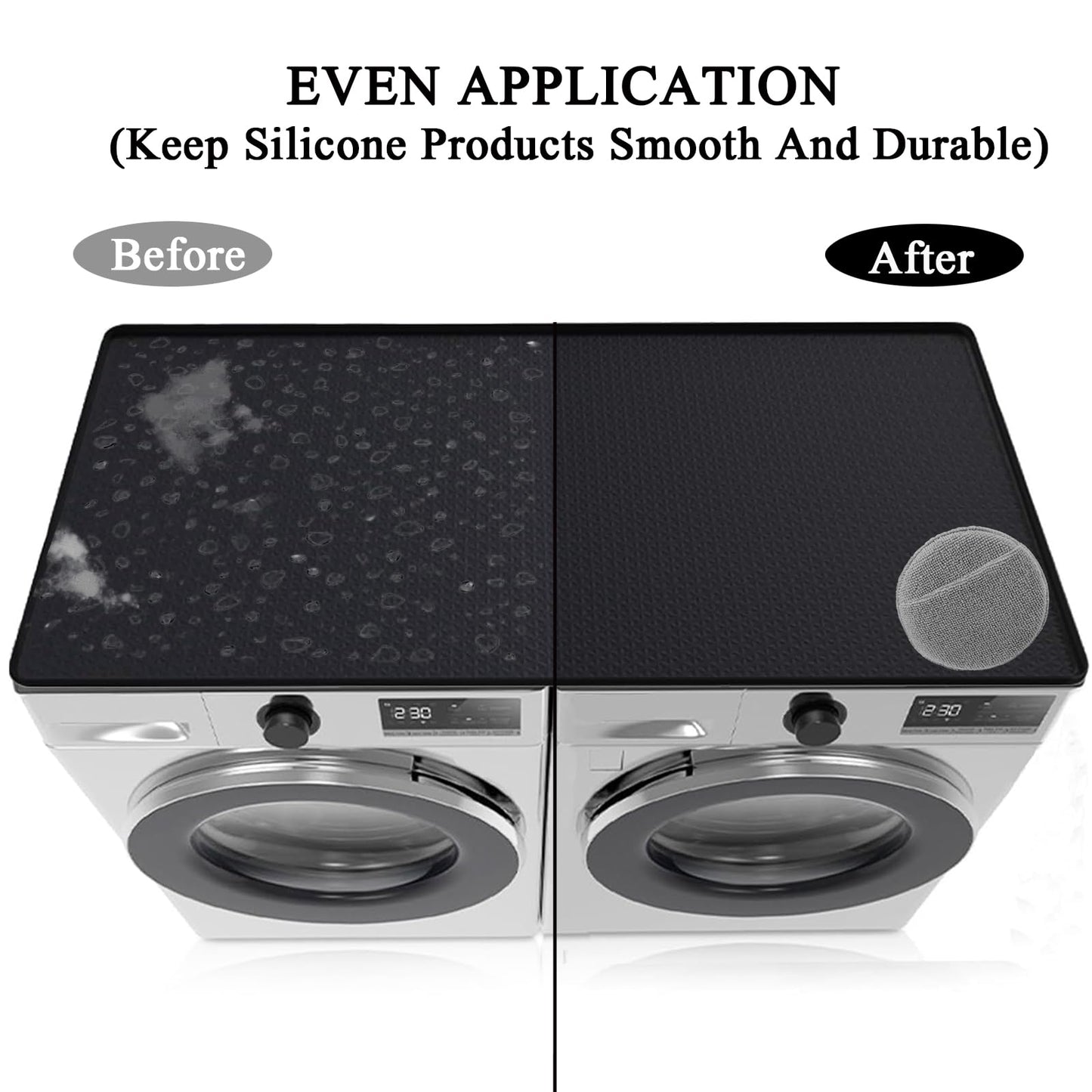 54" x 27.5" Washer and Dryer Covers for The Top, Large Non Slip Silicone Mat for Washing Machine and Dryer Top Protector, with Cleaning Sponge，Dust-Proof Washer Cover Pad Laundry Room Kitchen (Black)