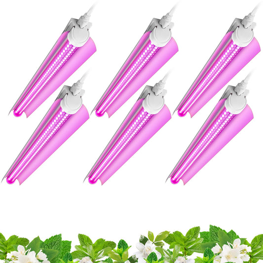 Barrina Full Spectrum LED Grow Light, 144W(6 x 24W, 800W Equivalent), 2FT T8, High Output, Linkable Design, Led Growing Lamps, Plant Lights for Indoor Plants Hydroponic, 6-Pack