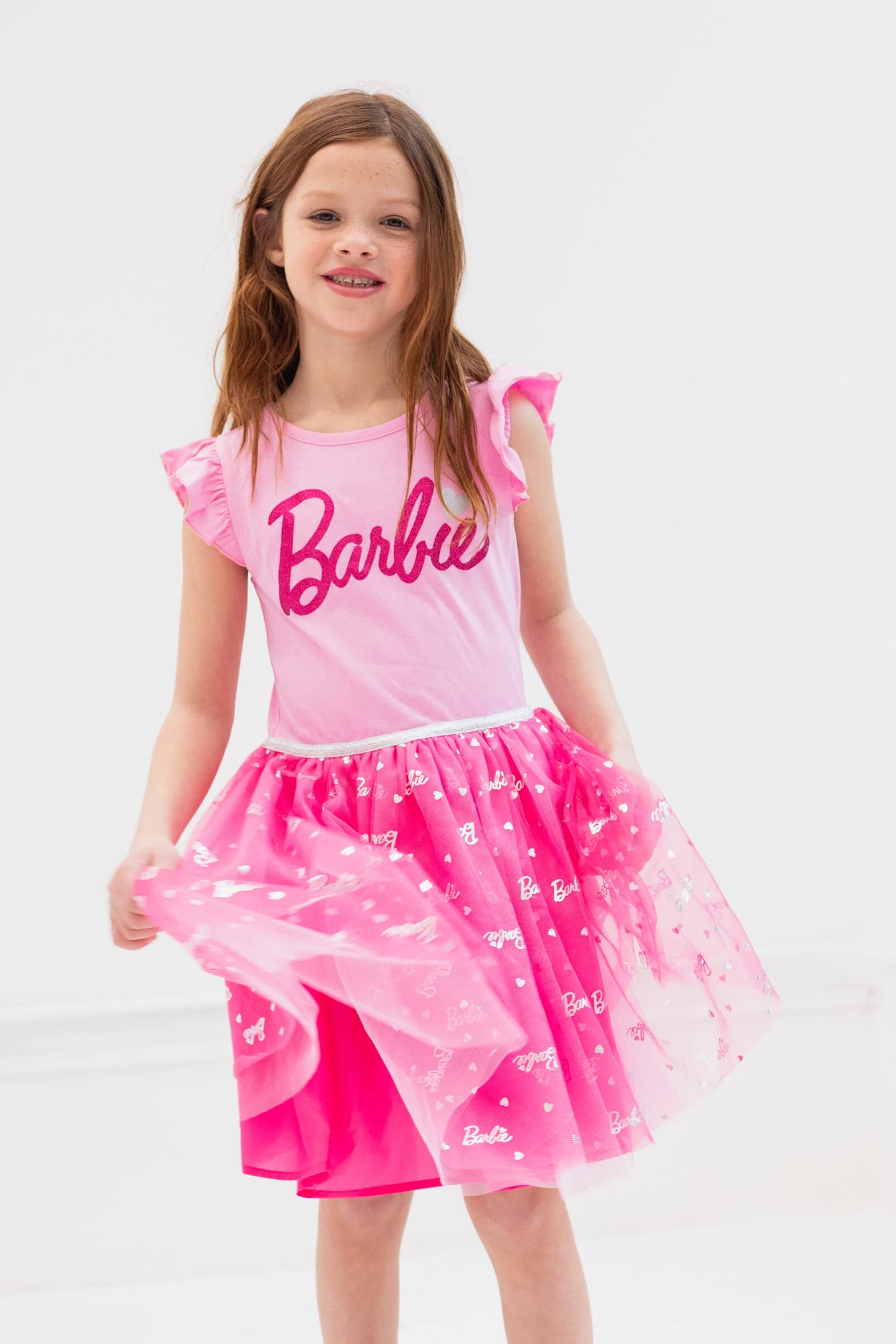 Barbie Little Girls Tulle Dress Pink 6