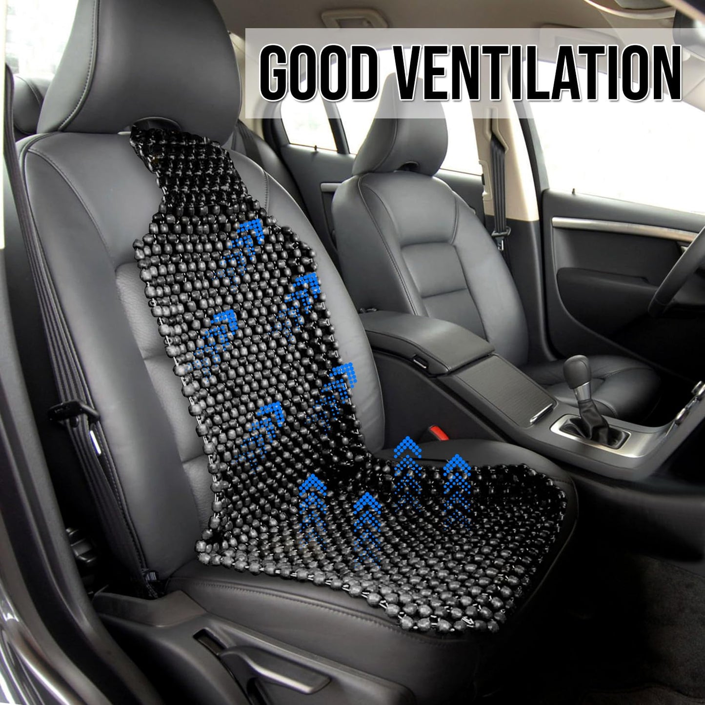 Zone Tech Wood Beaded Seat Cushion - Quality Black Premium Quality Car Massaging Double Strung Wood Beaded Seat Cushion for Stress Free All Day!
