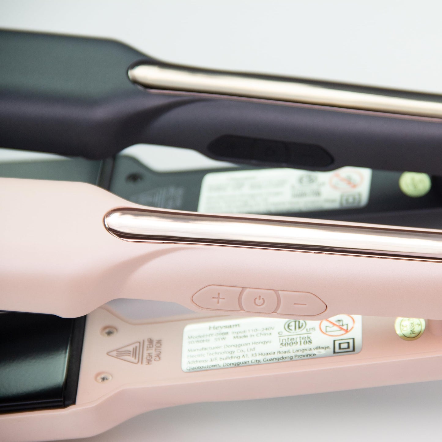 Heysam Flat Iron Hair Straightener for Women, Graphene Titanium Ceramic Plates 1.6 Inch Wide, Pink Flat Iron Dual Voltage Hair Straightener and Curler 2-in-1, LCD Temperature Display, 30S Fast Heating