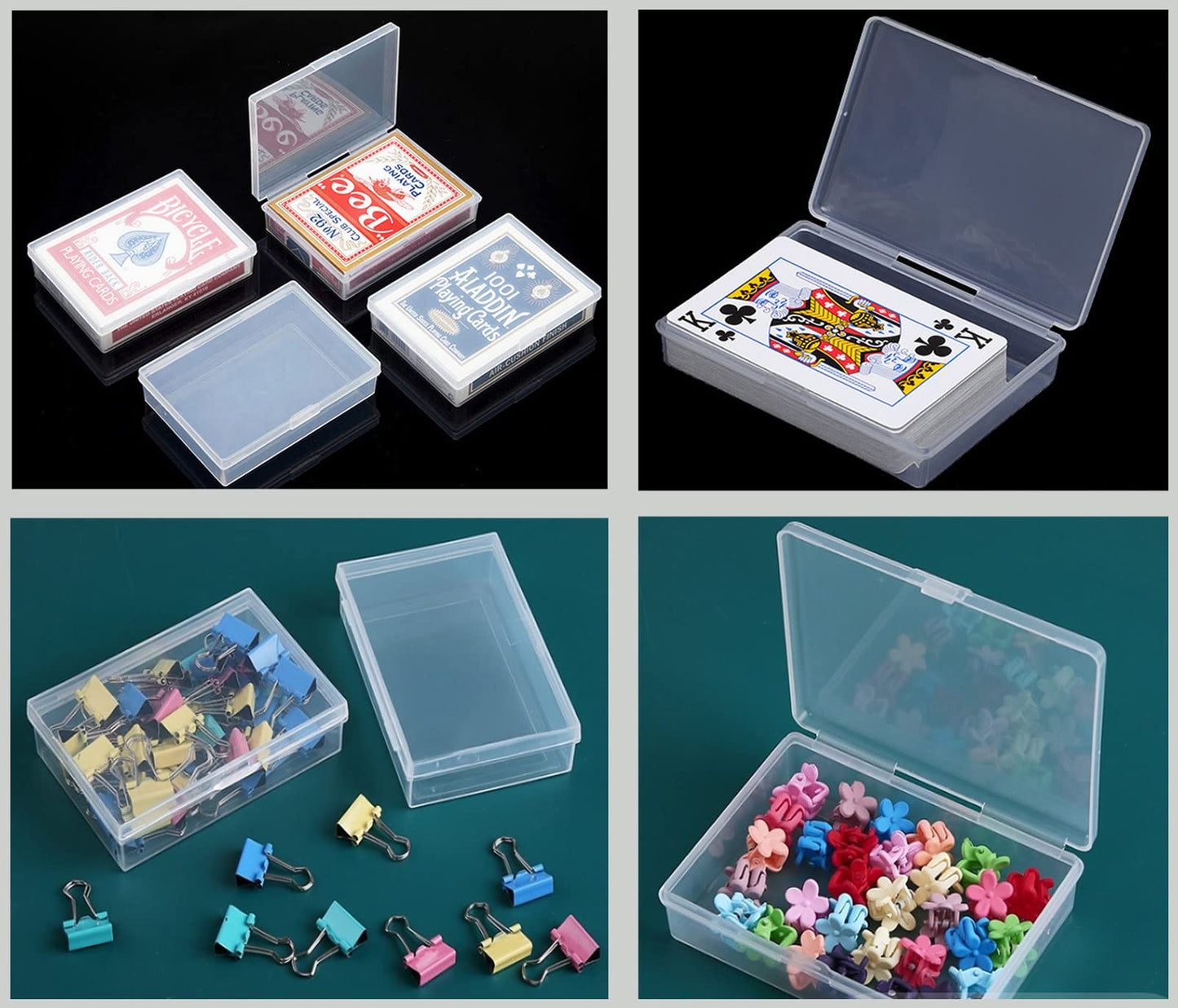 Gansita Clear Plastic Playing Card Boxes Snaps Closed Poker Gaming Playing Card Deck Cases Holder Plastic Storage Box Clear Trading Card Box Card Storage Organizer for Bank Business Card (24Pcs)