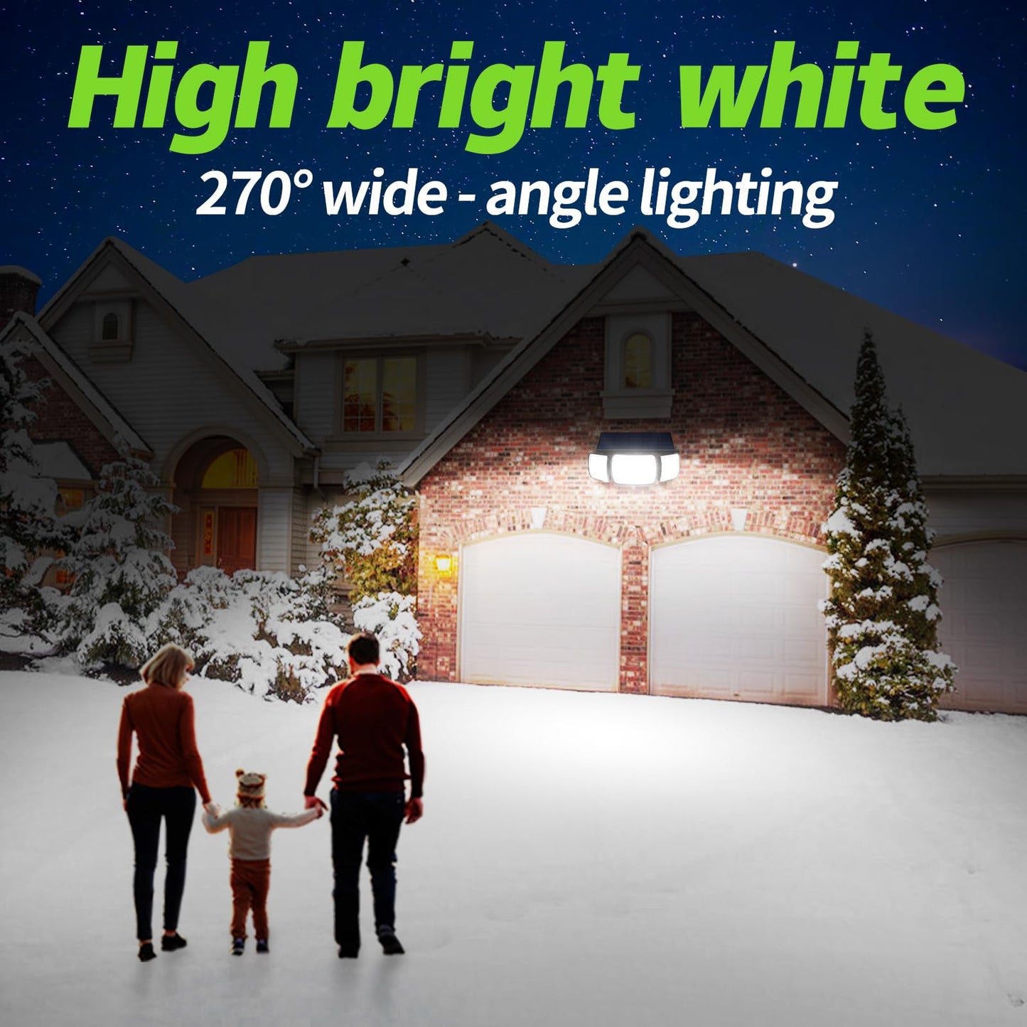 Intelamp Solar Motion Sensor Lights Outdoor, 3-Head LED Security Flood Light, 6000mAh 1200LM Dual PIR, IP65 Waterproof, Adjustable Solar Wall Light for Garage Yard Driveway Patio