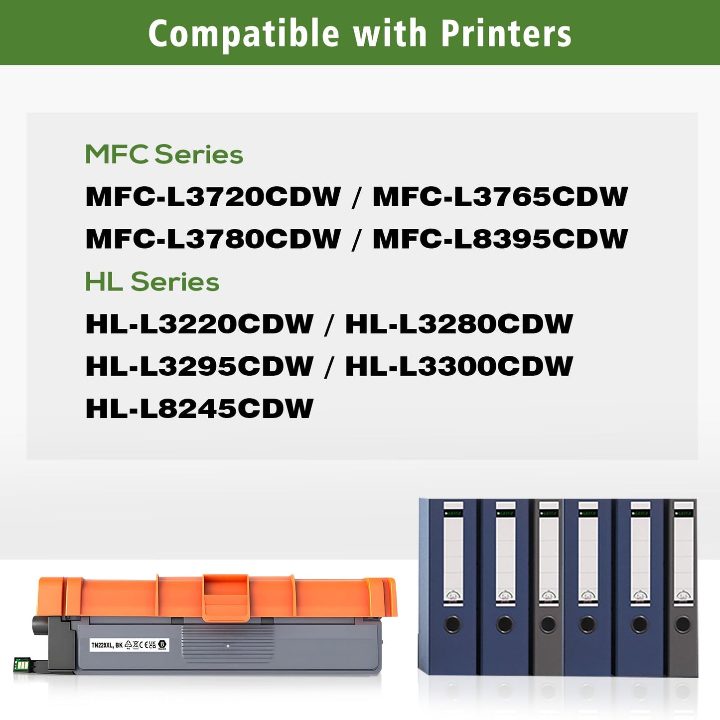 4 Colors 229XL TN229XL TN-229XL Toner Cartridges Replacement for Printers HL-L3220CDW HL-L3280CDW HL-L3295CDW HL-L3300CDW HL-L8245CDW MFC-L3720CDW MFC-L3765CDW MFC-L3780CDW MFC-L8395CDW