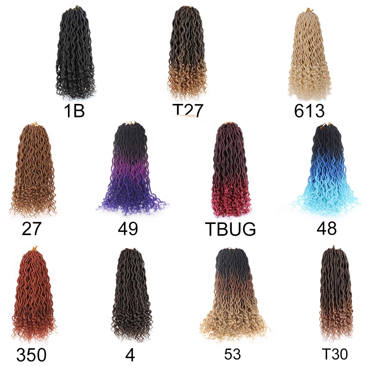 Xtrend 24 Inch 6 Packs Long Black Goddess Faux Locs Crochet Braids Curly Ends Wavy Synthetic Braiding Hair Extension for Black Women Dreadlock Braiding Hair 20 Strands/Pack 1B#