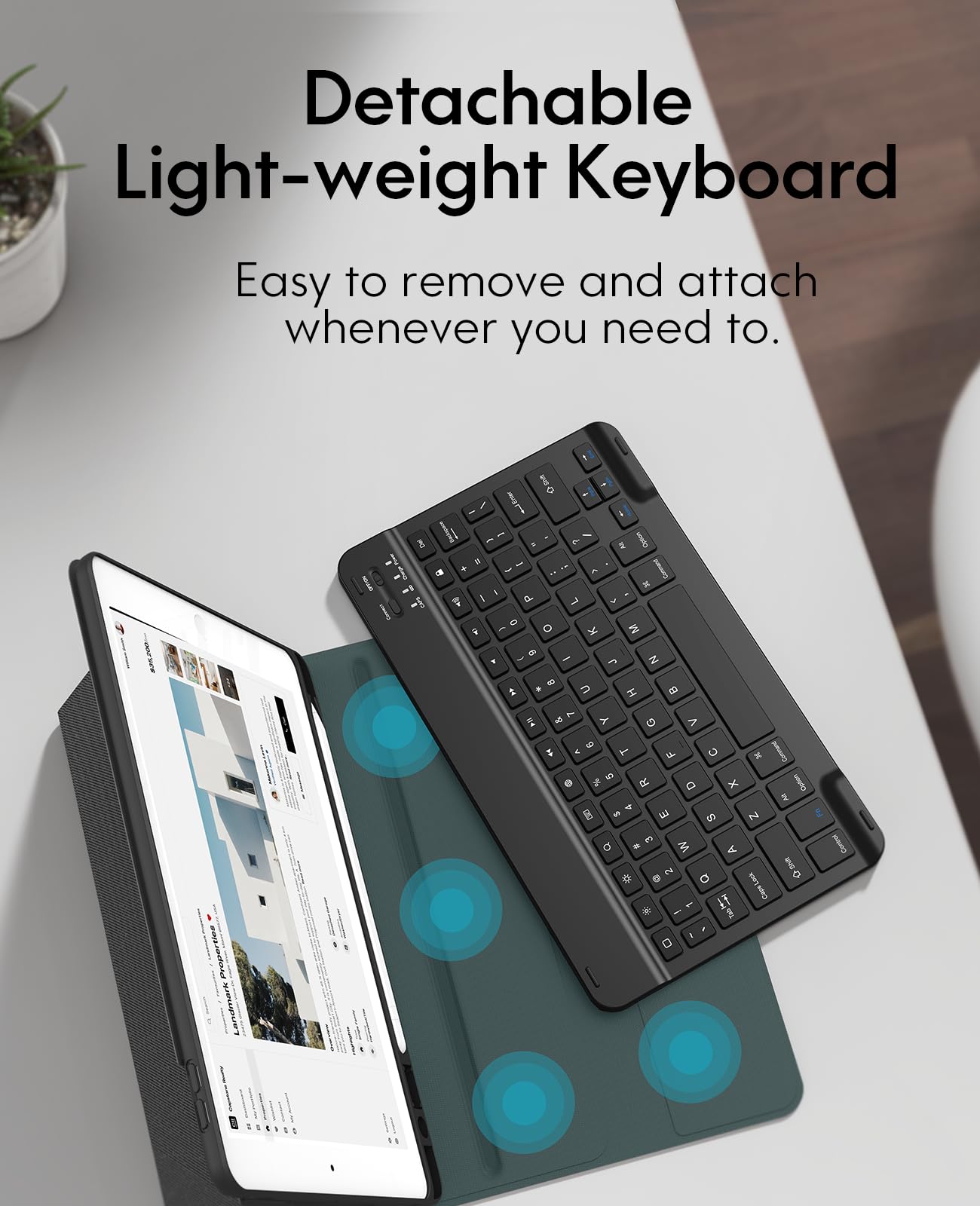 CHESONA for iPad 9th/8th/7th Generation Case with Keyboard, Detachable Wireless Keyboard with Pencil Holder, Rechargeable Stand Folio Keyboard Case for iPad 9th 2021/8th 2020/7th Gen 10.2-inch, Black