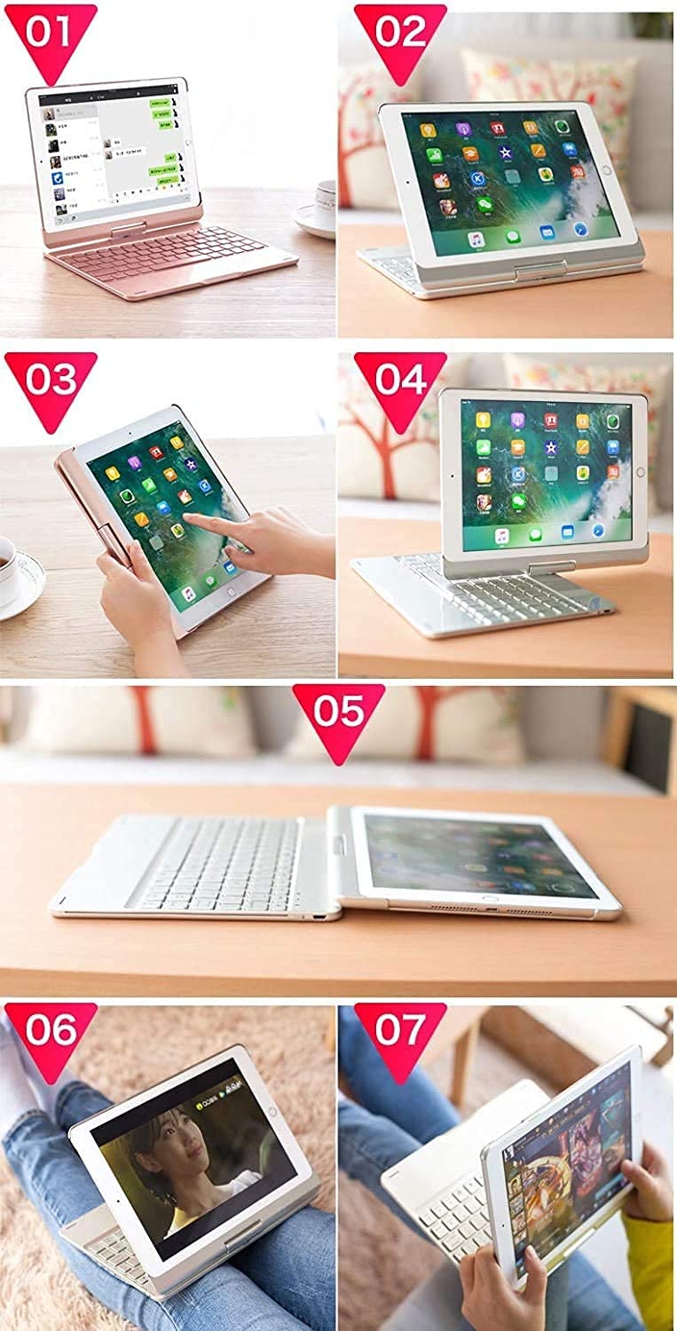 360° Rotatable Touch Keyboard for iPad Air 13 inch M2/ iPad Pro 12.9 inch 2022 6th Generation, Pro 12.9" 5th 4th 3rd Generation Backlight Keyboard Trackpad Foldable Keyboard Cover (Black)