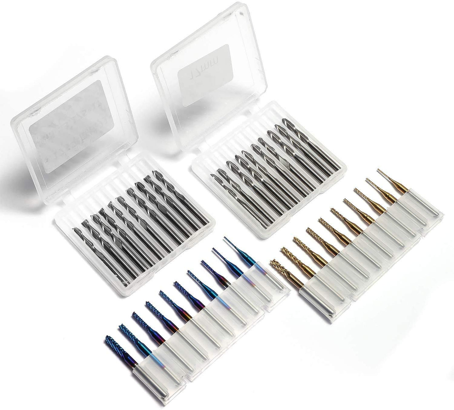 40pcs End Mills CNC Router Bits, 1/8" Shank, 6.35mm Cutting Diameter, 2-Flute Ball Nose End Mill, Titanium Coat, MC40A