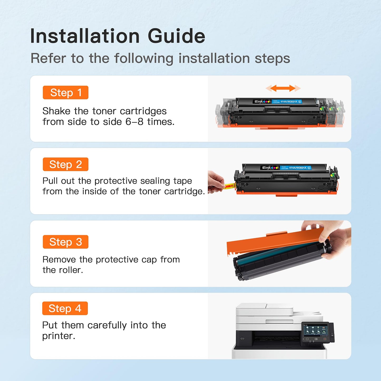(Newest Chip) 414A Toner Cartridges (W2022A) 4 Pack Compatible Replacement for HP 414A 414X M479fdn M454dn W2020A for HP Color Laserjet Pro MFP M479fdw M454dw Printer High Capacity (BK/C/M/Y)