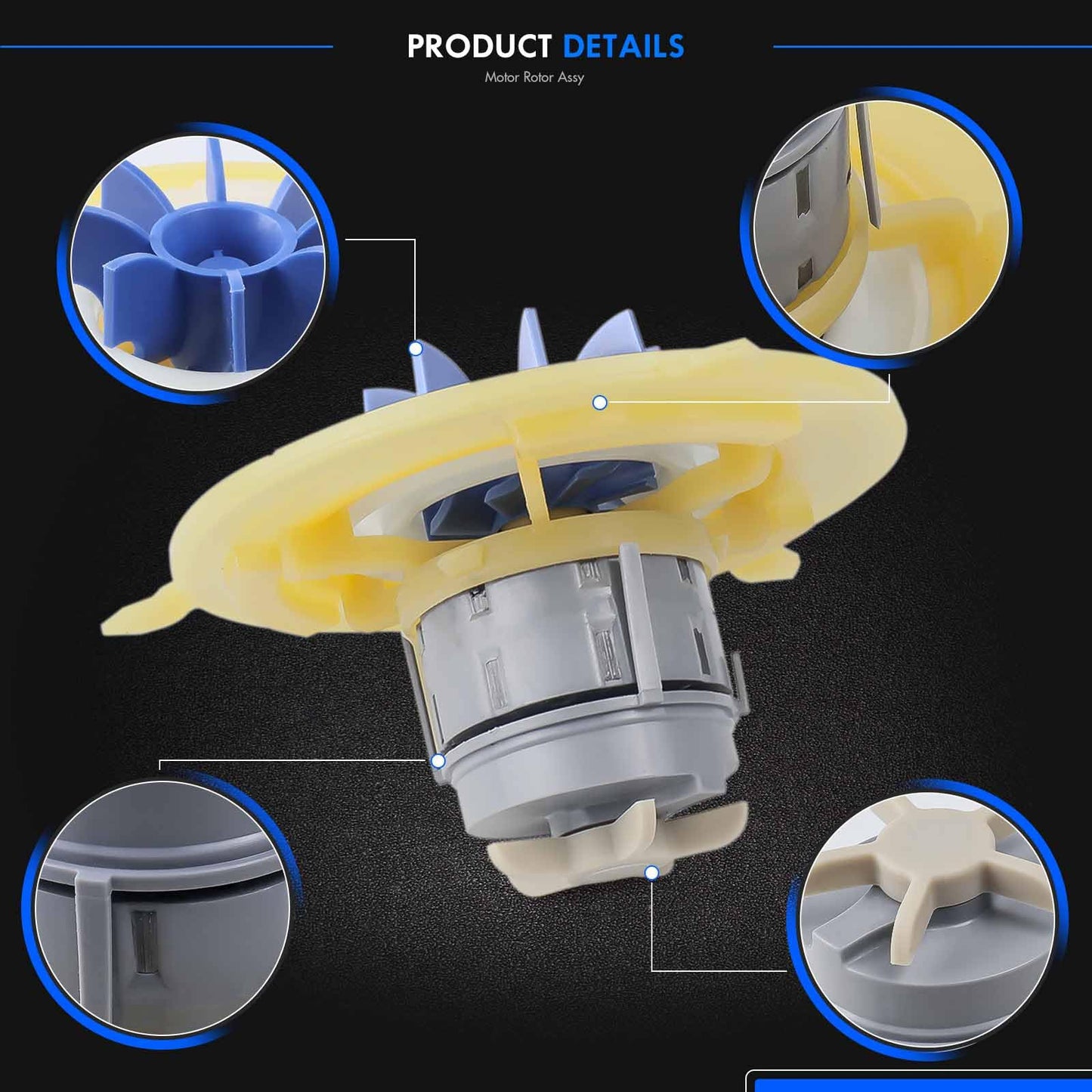 Upgraded 524285P Motor Rotor Assembly PH5 Fit for Fisher & Paykel/DSC Dishwasher DishDrawer Pump, Suits Models DD605, DS605, DD60S, DD60D, DD24S, DD24D, DD224, DDSDF, Replace# 528136P