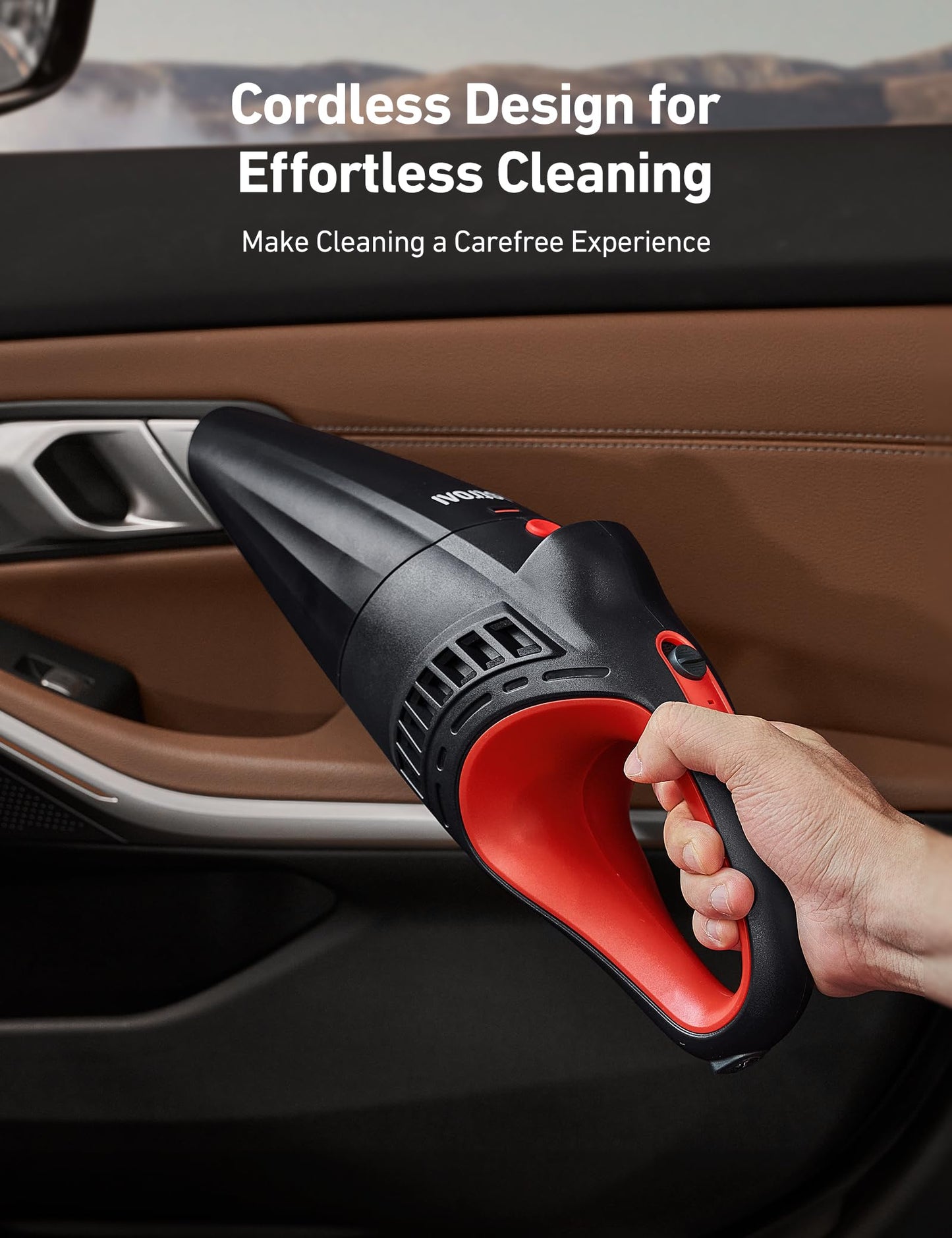 AstroAI Car Vacuum Cleaner Cordless, Handheld Vacuum with 6000mAh & 12V DC, LED Light, Brush, Extended Nozzle, Hose, Rechargeable Hand Held Vacuum for Car, Home, Office & Pet Cleaning
