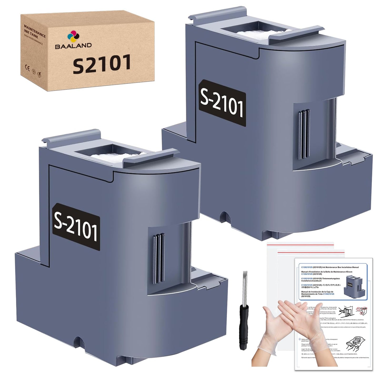 C13S210125 F170 Maintenance Box S210125 for Epson Surecolor SC-F170 SC-F100 SC-F130 SC-F160 Printer, (S210125 / S2101 / SC23MB Waste Ink Tank 2-Pack)
