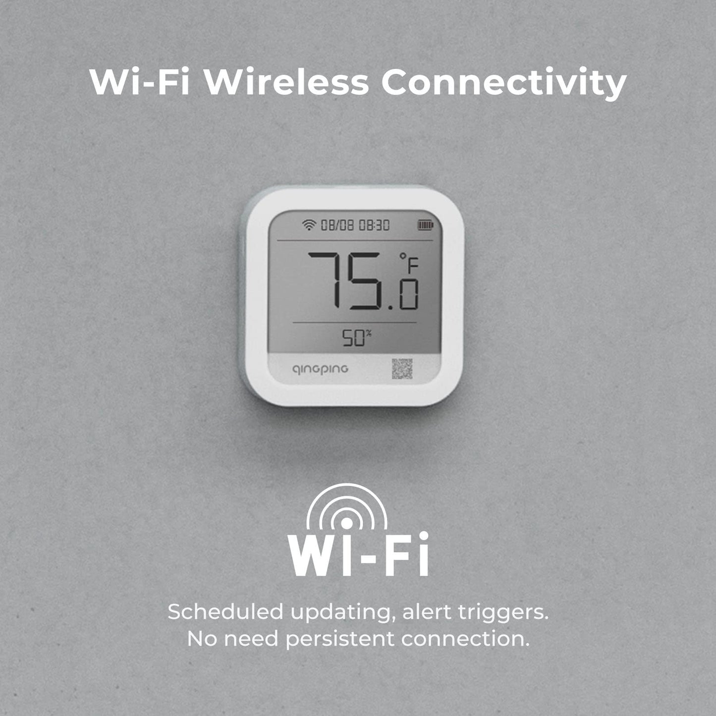 Qingping Wi-Fi Thermometer Hygrometer, Remote Monitoring via Qingping IoT, Temperature and Humidity Monitor for Different Scenarios, Fast Alert Notification, Rechargeable Battrey