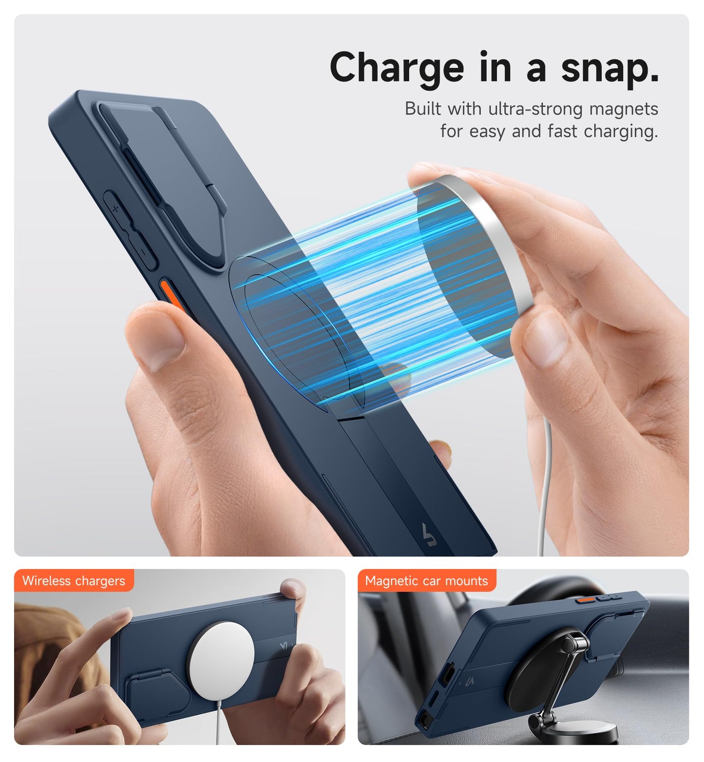 SURITCH for Samsung Galaxy S25 Ultra Phone Case, Magnetic Protective Cover with Camera Cover & Adjustable Metal Kickstand for Galaxy S25 Ultra (2025)-Dark Blue