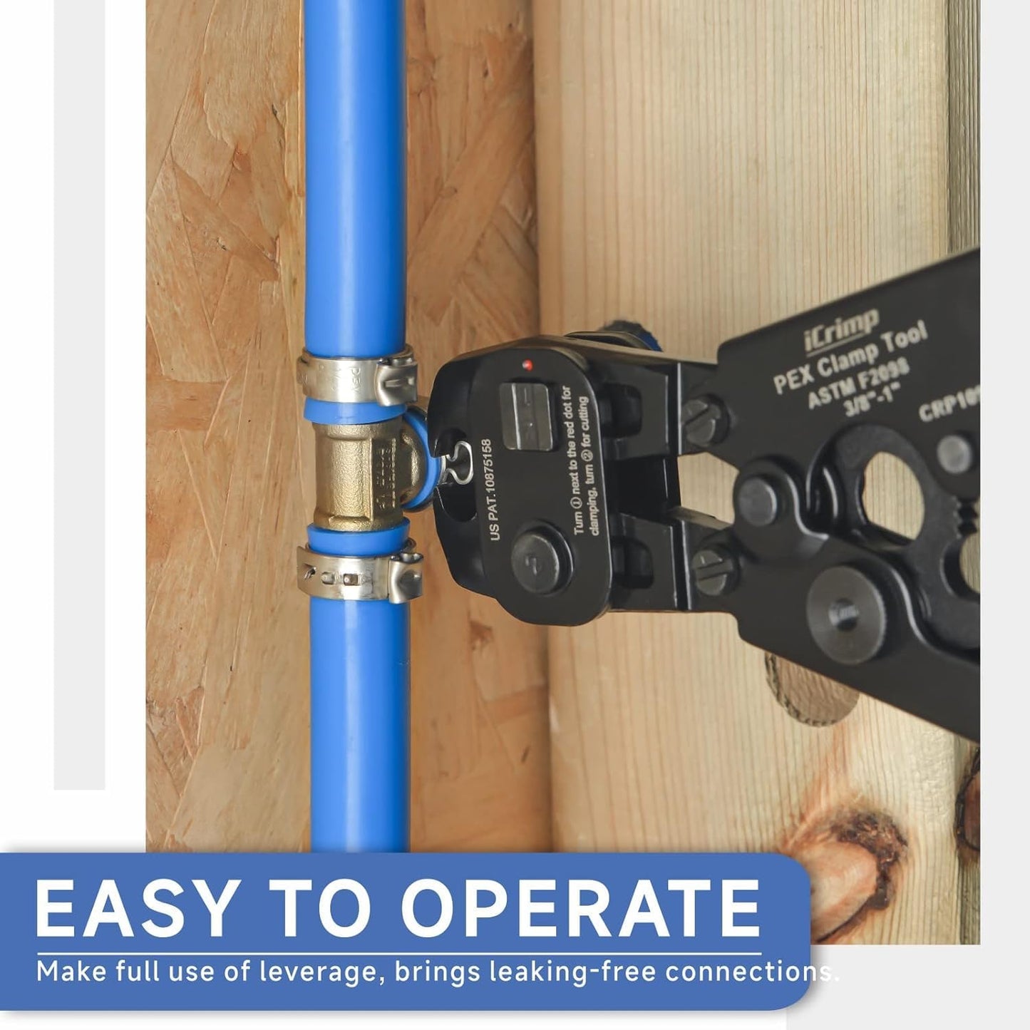 iCrimp Ratchet PEX Cinch Tool with Removing Function for 3/8-in, 1/2-in, 3/4-in, 1-in PEX Stainless Steel Clamp, with 20PCS 1/2-inch and 10PCS 3/4-inch PEX Clamps and Pipe Cutter- All in One