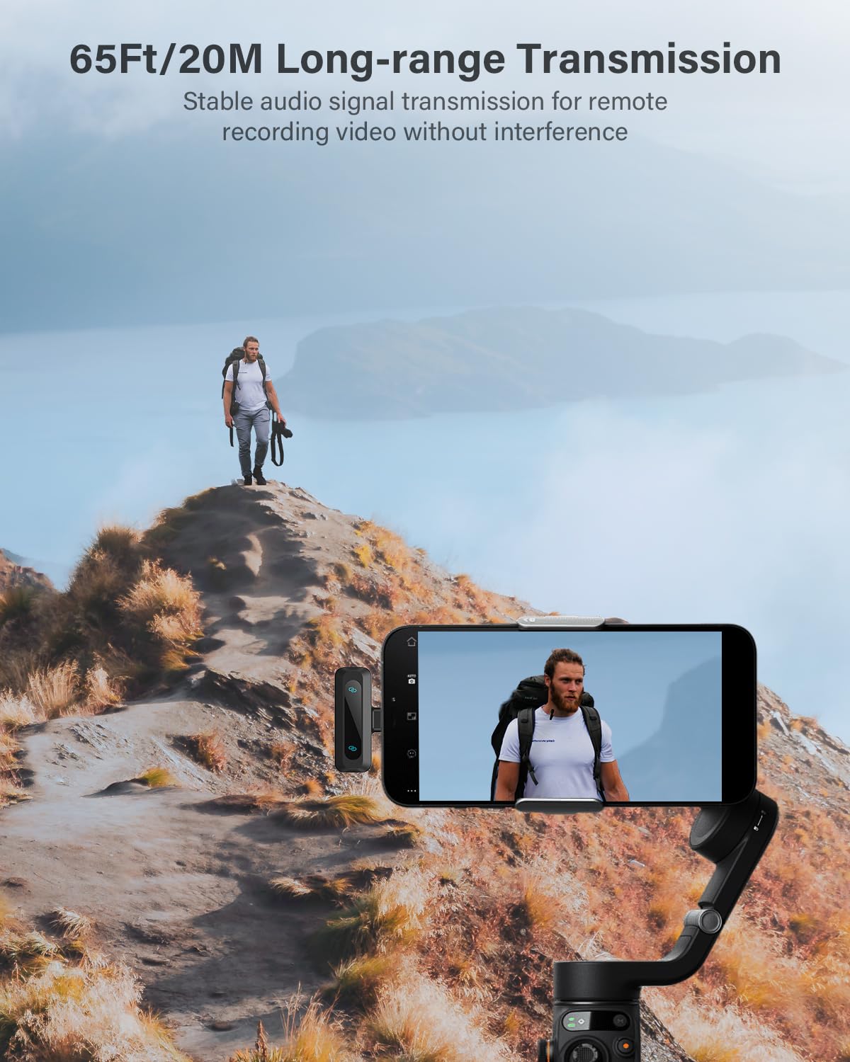 Wireless Lavalier Microphone for iPhone, iPad, Android – 2-Pack Mini Mic with Noise Reduction, Auto Pairing, 3.5mm & Lightning Receiver for Vlogging, TikTok, YouTube