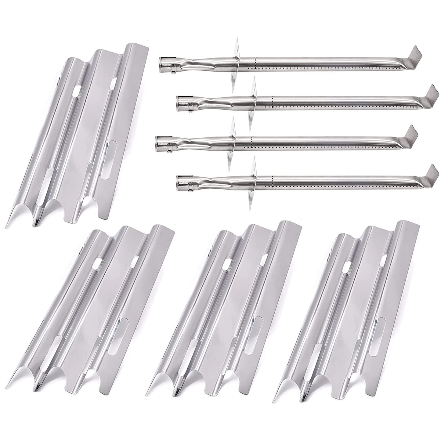 Criditpid Barbecue Replacement Parts for Vermont Castings CF9030 CF9050, Jenn Air JA460 JA461 JA461P JA480 JA580 VTB1 VCHP1, Stainless Steel BBQ Burner Tubes, Heat Plate Tent Shields, 4 Pack.
