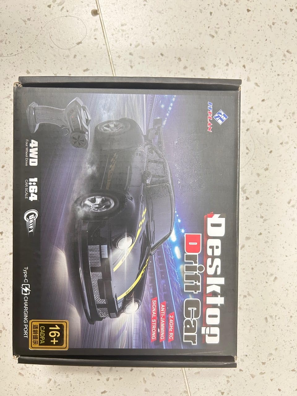 4WD RC Drift Car,1:64 Mini Desktop Remote Control Car for Boys,2.4G Racing Cars LED Lights,Remote Control Racing Cars Toy Gift for Adults Toy Gift 14+ Years(Black)