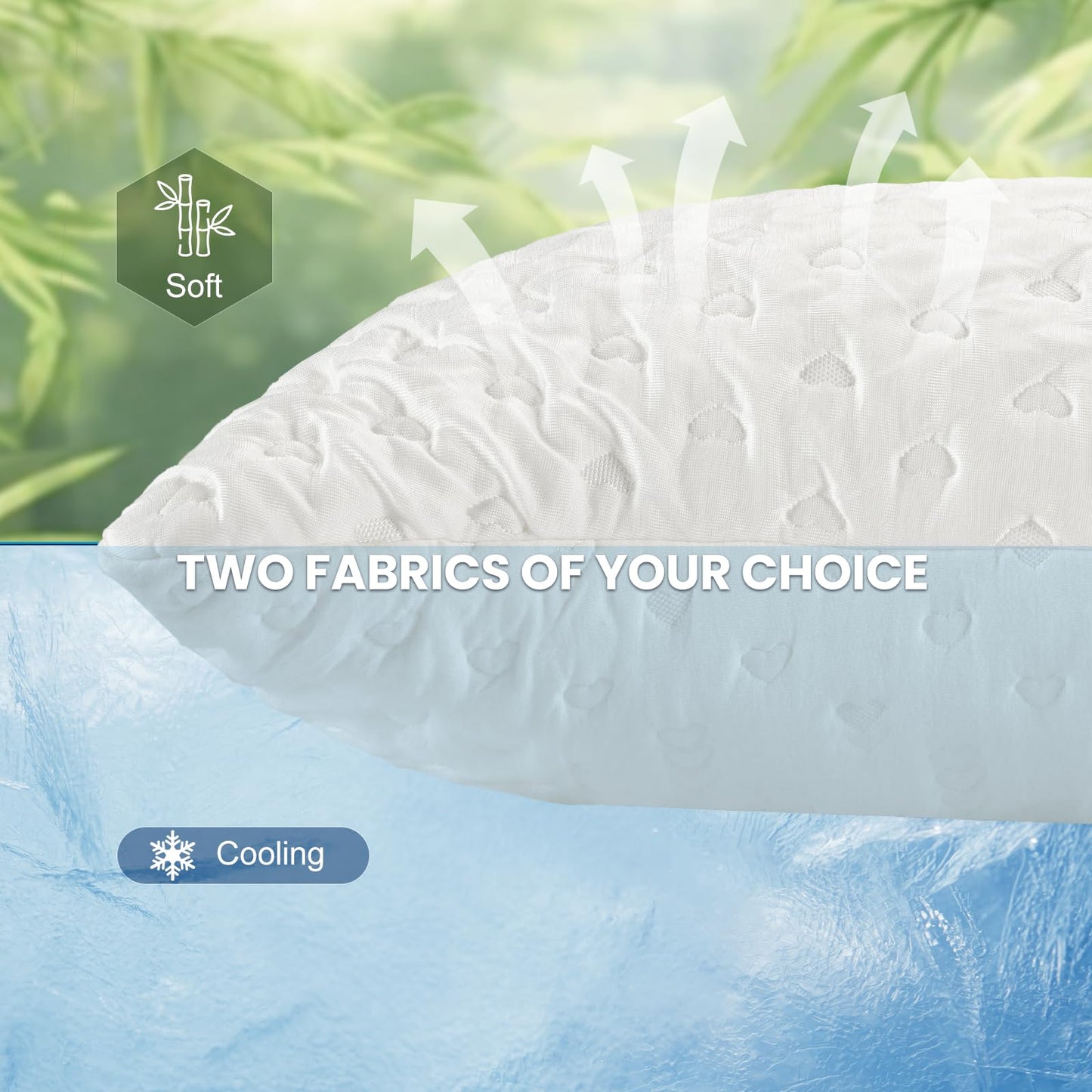 Cooling Side Sleeper Pillows for Adults, Curved Pillow for Neck and Shoulder, Shredded Memory Foam Pillows, Adjustable Crescent Pillow with Extra Fill, Queen Size