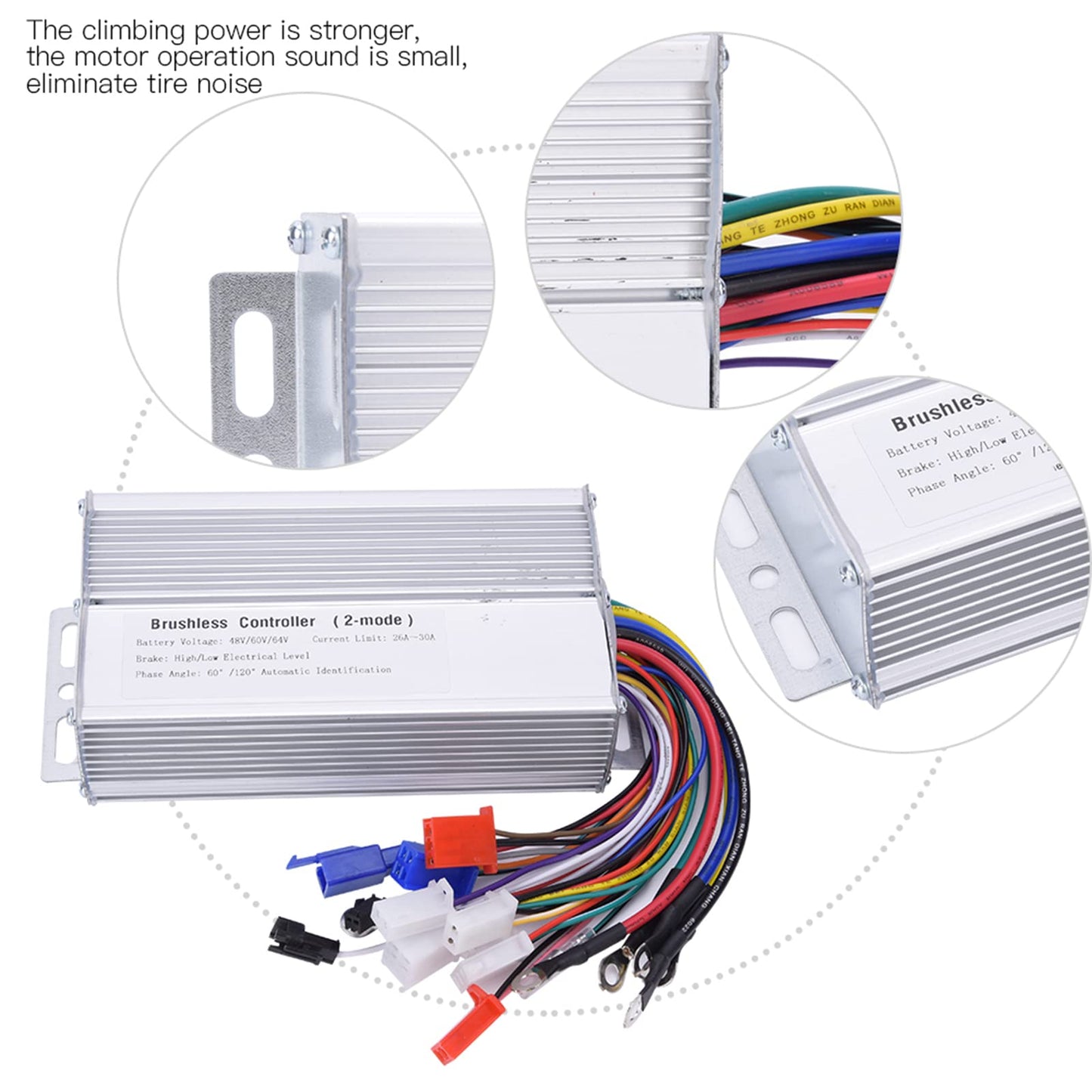 Electric Motor Controller, 48V 60V 64V 1000W‑1500W Electric Brushless Speed Motor Controller for Electric Scooter