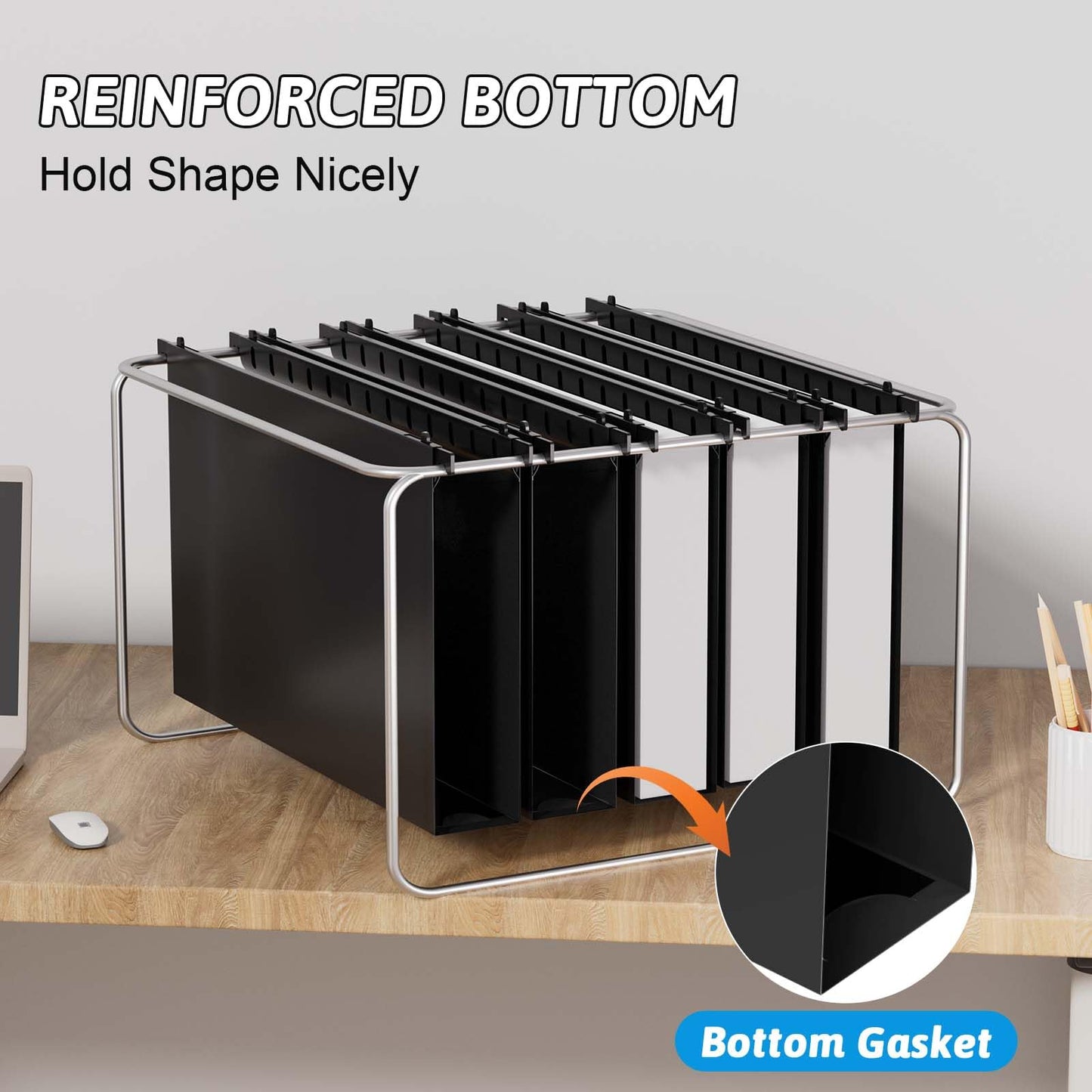 NORDUN Plastic Extra Capacity Legal Size Hanging File Folders,12 Pack Reinforced Legal Hanging Folders,Heavy Duty 2 Inch Expansion,Adjustable Tabs,Filing Cabinet Folders for Bulky Files (Black)