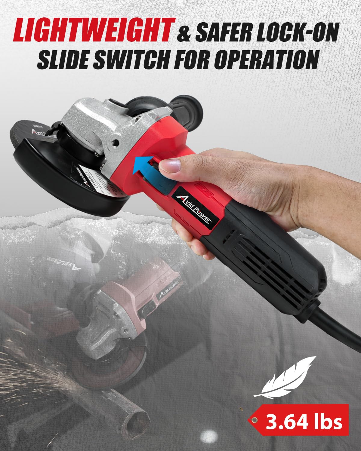 AVID POWER Angle Grinder, 7.5-Amp 4-1/2 inch Electric Grinder Power Tools with Grinding Wheels, Cutting Wheels, Flap Disc and Auxiliary Handle for Cutting, Grinding, Polishing and Rust Removal