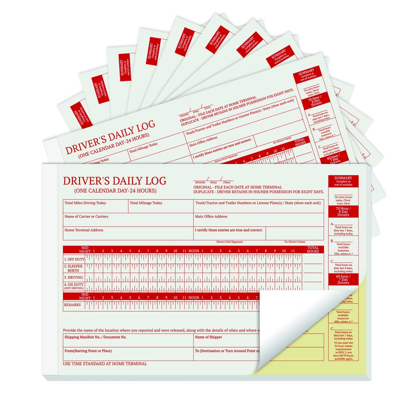 suituts 12 Pack Driver Daily Log Book, 2 Part Carbonless, 5.5 x 8.5 Inch Driver Vehicle Inspection Report Book for Trucker, Pre-Trip Checklist (35 Sets Each Book)