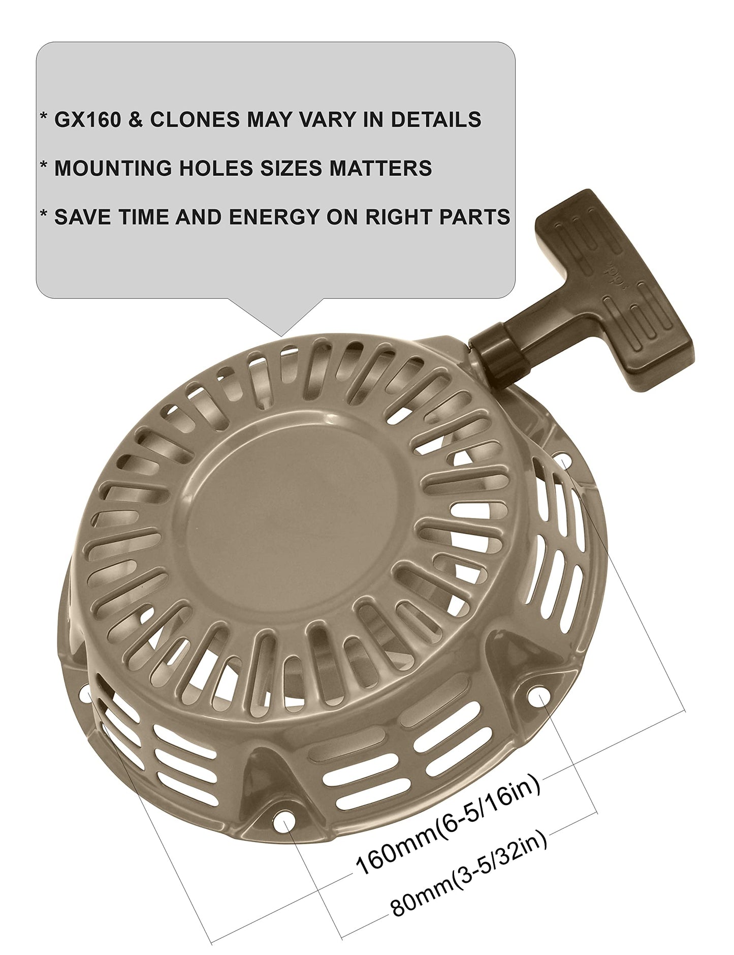YAMAKATO GX160 Pull Start Assembly w/Recoil Starter Rope for Honda GX120 GX160 GX200 Pull Cord Replacement Red 28400-Z0T-003ZB 28400-ZH8-023ZB 28400-Z4M-305ZB