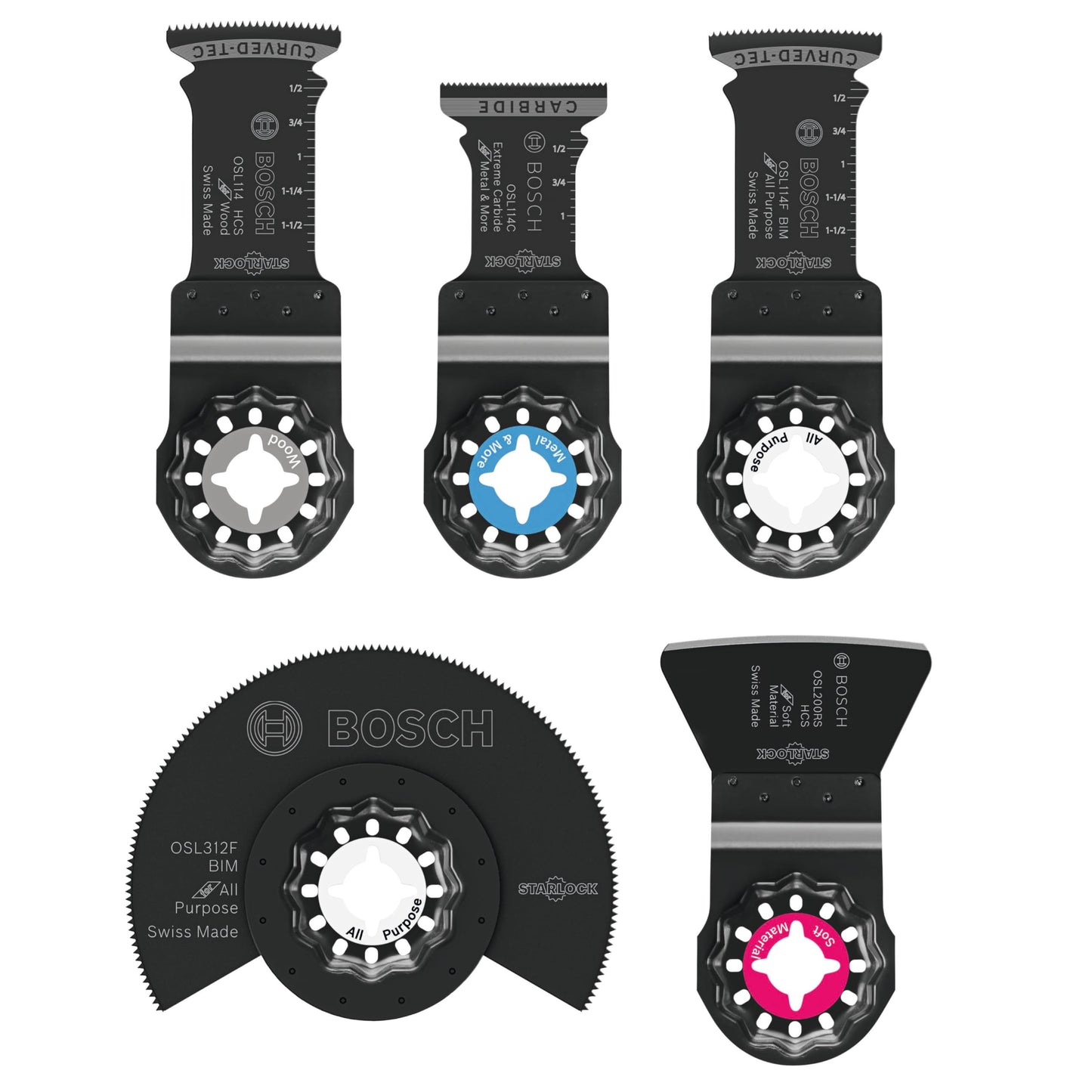 BOSCH OSL005L 5 pc. Starlock® Oscillating Multi-Tool Carbide Cutting Accessory Blade Set