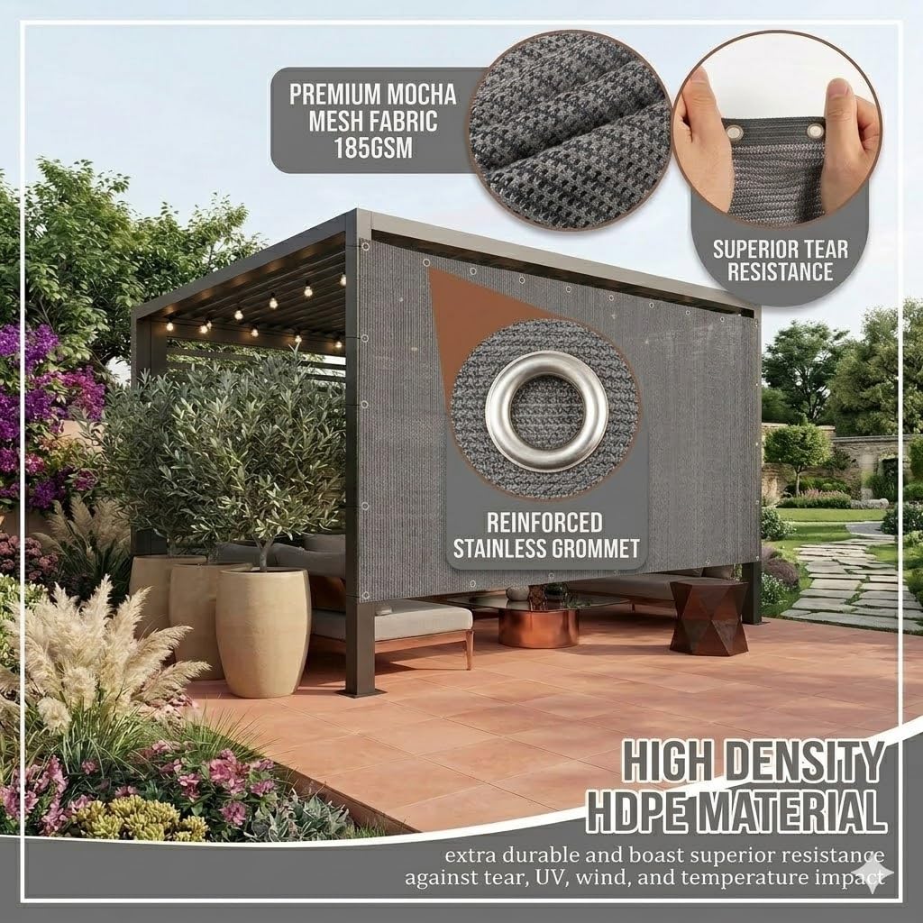 EMERIT 90% Shade Cloth Sun Shade Fabric for Patio Garden Pergola Shade Cover Canopy with Gromments (Grey, 10X14 FT)
