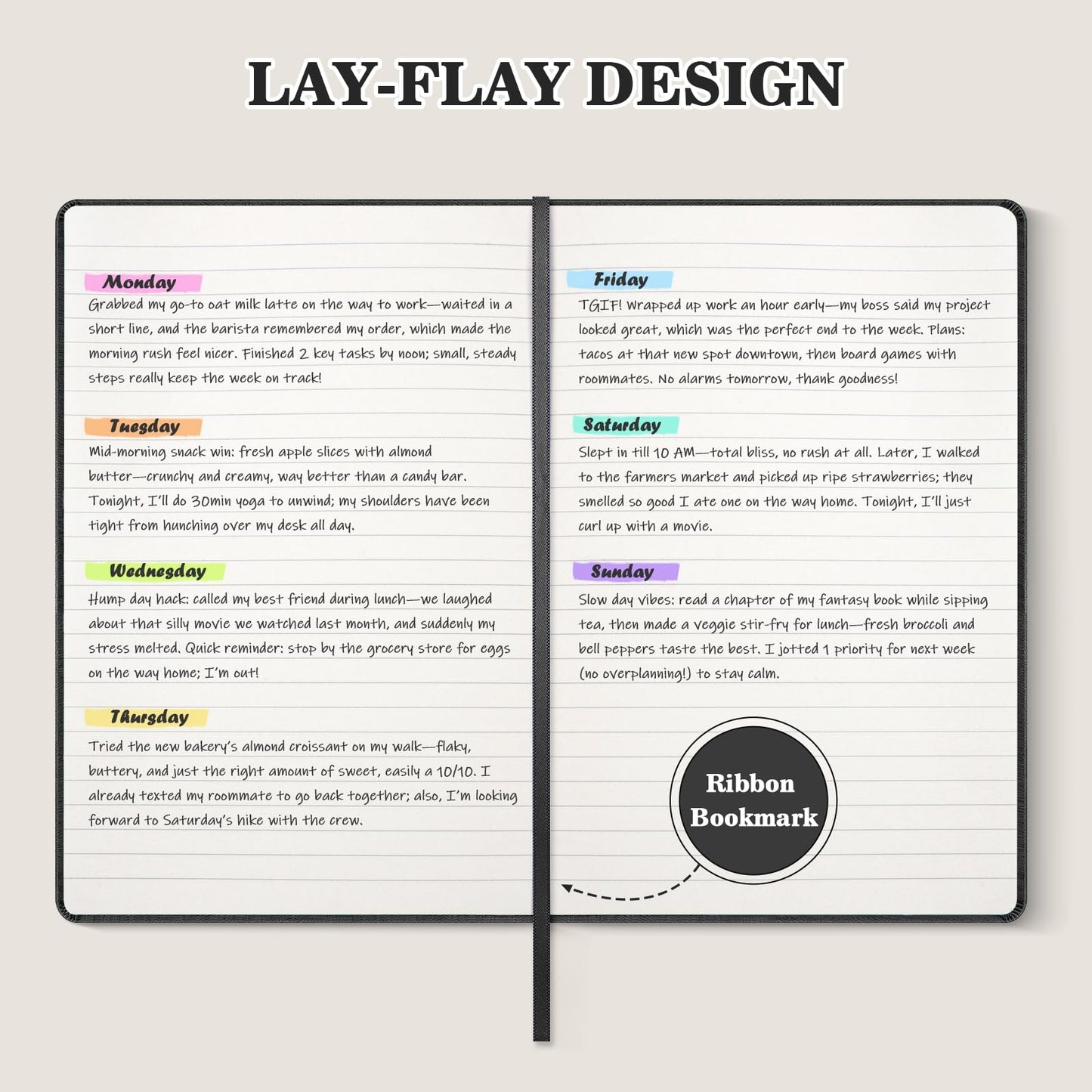 OMEYA 8 Pack Lined Journal Notebooks for Work, 100gsm Thick Paper, 5.7"x 8.3", A5 College Ruled Black Notebook Bulk, Leather Journal for Writing, Hardcover Notebooks for School, Office, Journal for Men