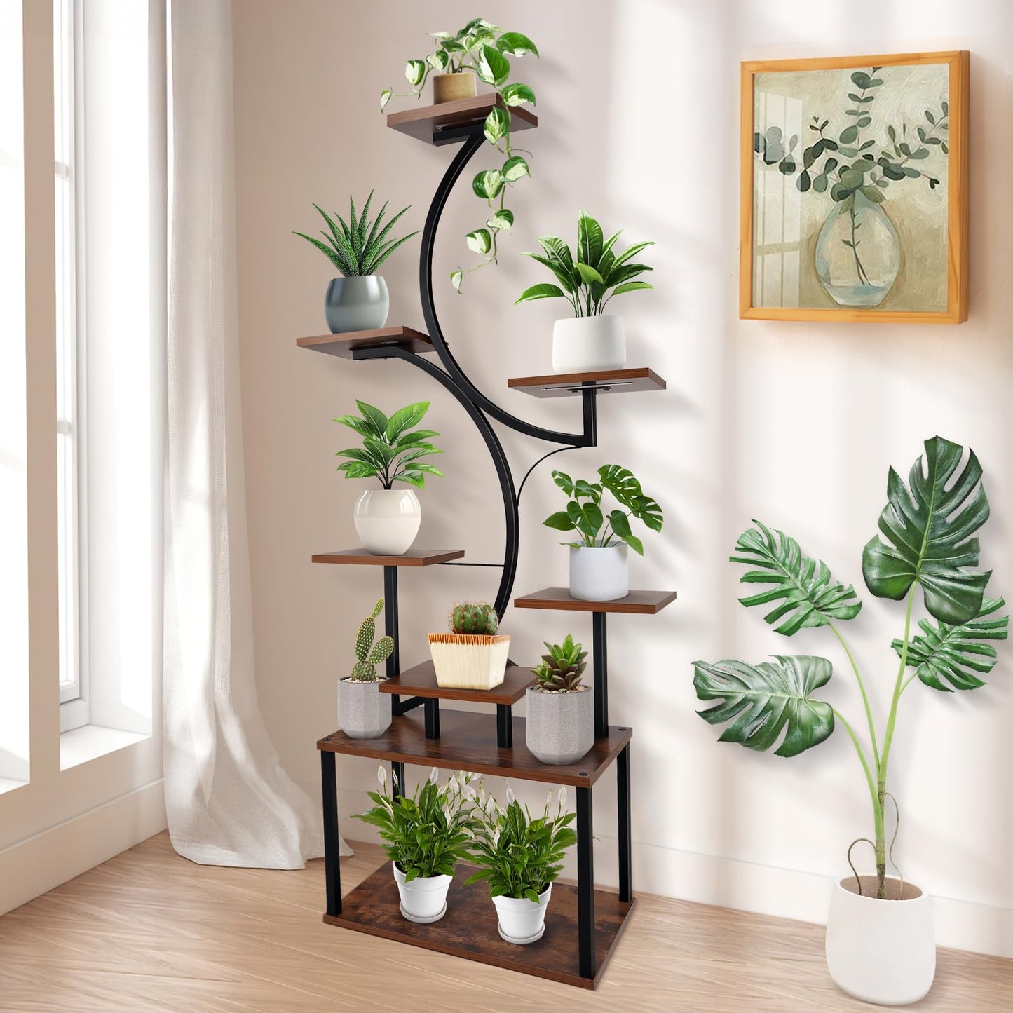 8-Tier Plant Stand with Grow Lights, 57'' Tall Indoor Plant Shelf, Multi-Layer Plant Holder for Home, Patio & Living Room