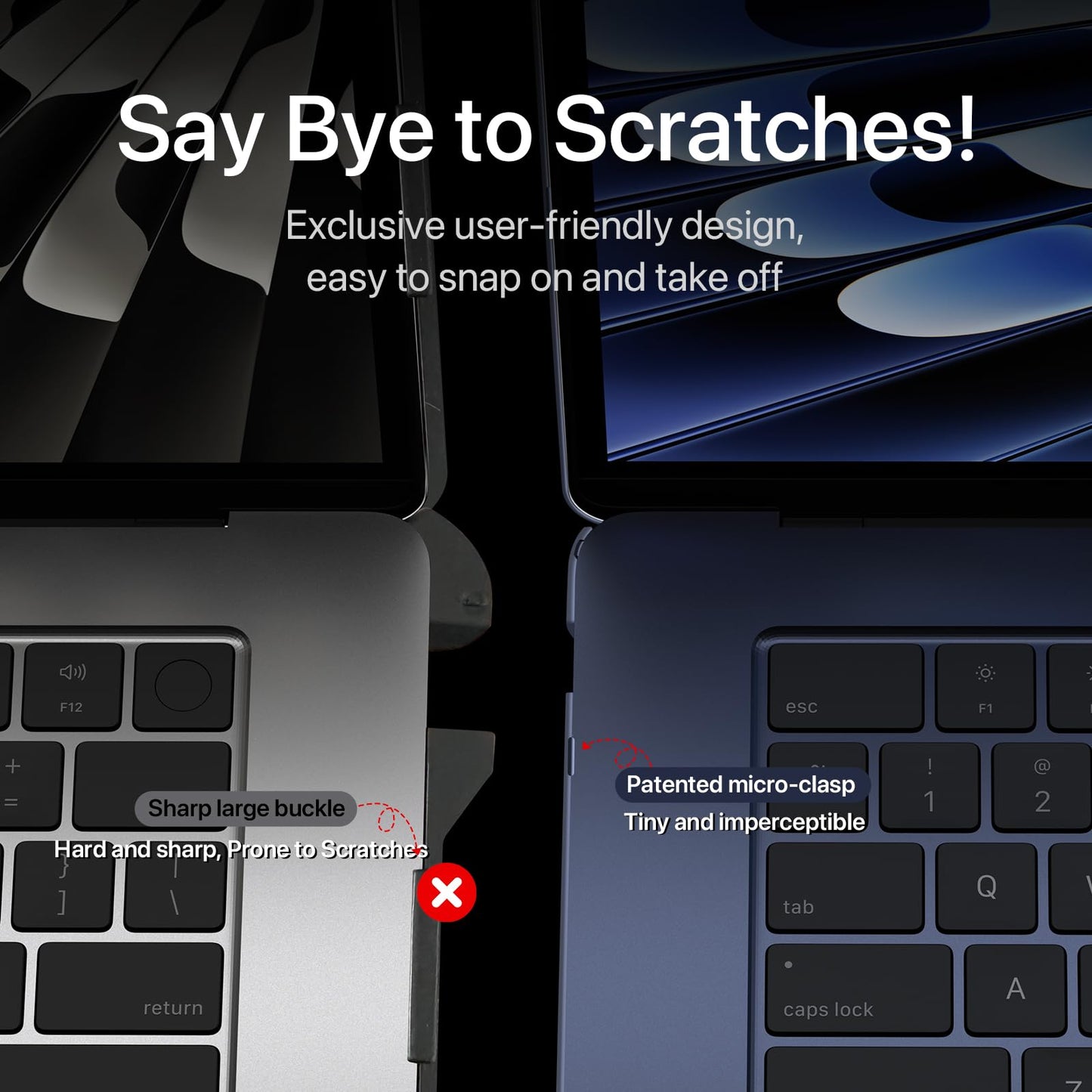 Soonjet for MacBook Air 15 inch Case | M5 M4 M3 M2 2026 2025-2023 | 100% Match Official Color | Ultra Thin Armor | Hard Shell + Translucent Keyboard Cover | Midnight Clear