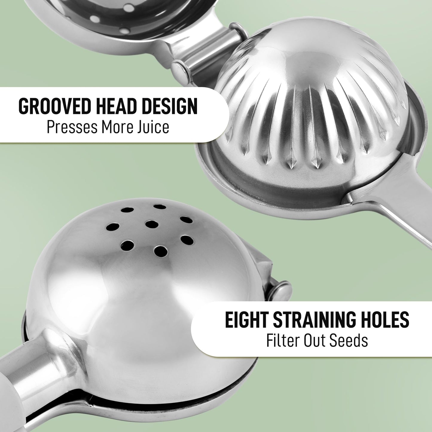 Zulay Extra Large Lemon Squeezer Stainless Steel - Easy Squeeze Manual Heavy Duty Lemon Juicer Hand Press - Ergonomic Citrus Squeezer & Fruit Juicer for Oranges, Lemons, & Limes