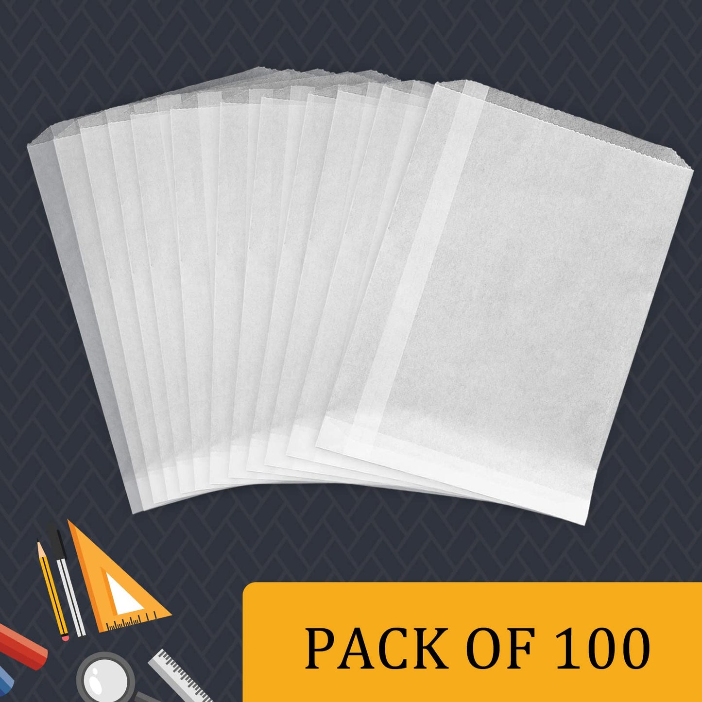 Lineco Glassine Envelopes 8" x 10'', Pack of 100. Envelopes. Protect Photos, Prints, Negatives. Air, Water, Dust, Grease Resistant. Store Stamps, Coins, Scrapbooking, Storage.