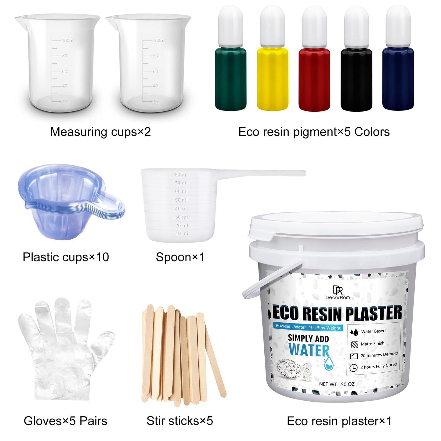 Eco Resin Casting Powder - Fast Cured Plaster Casting Powder for Beginners - 20~30 Minutes Demold, Easy Mixing Water Activated Eco-Friendly Casting Resin for DIY Crafts Making, Home Art (White, 1400g)