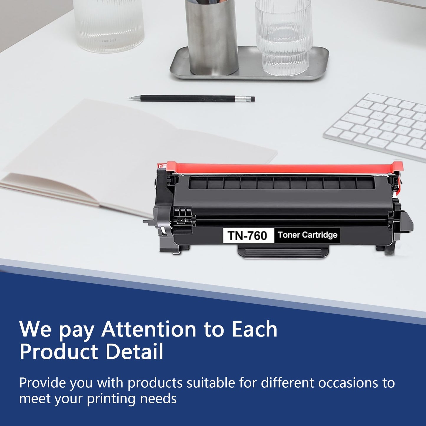 TN760 Toner Cartridge High Yield with Chip Replacement for Brother TN760 DCP-L2550DW MFC-L2710DW L2750DW L2750DWXL HL-L2350DW L2370DW L2370DWXL L2390DW HL-L2395DW Printer (Black, 2 Pack)