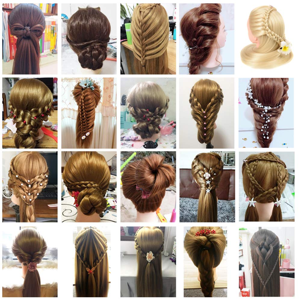 Beauty Star 24" Mannequin Head Hair, Styling Training Head for Practicing Curling, Straightening, and Updos, Manikin Cosmetology Doll Head with Clamp Stand and Accessories