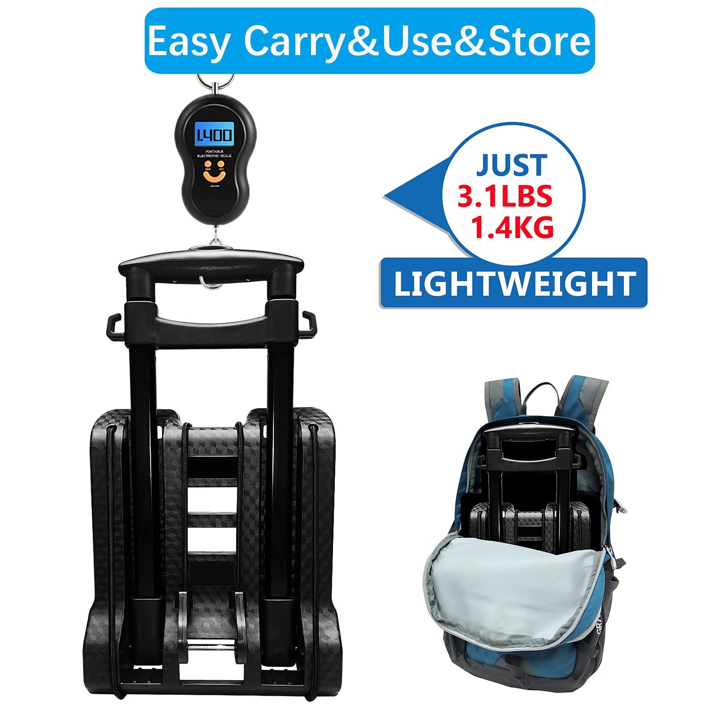 Folding Shopping Cart Utility Rolling Crate Compact Hand Truck Dolly on Wheels with Removable Waterproof Bag Telescoping Handle Heavy Duty 50kg/110lbs for Move Travel Grocery Laundry Office(Black+Bag)